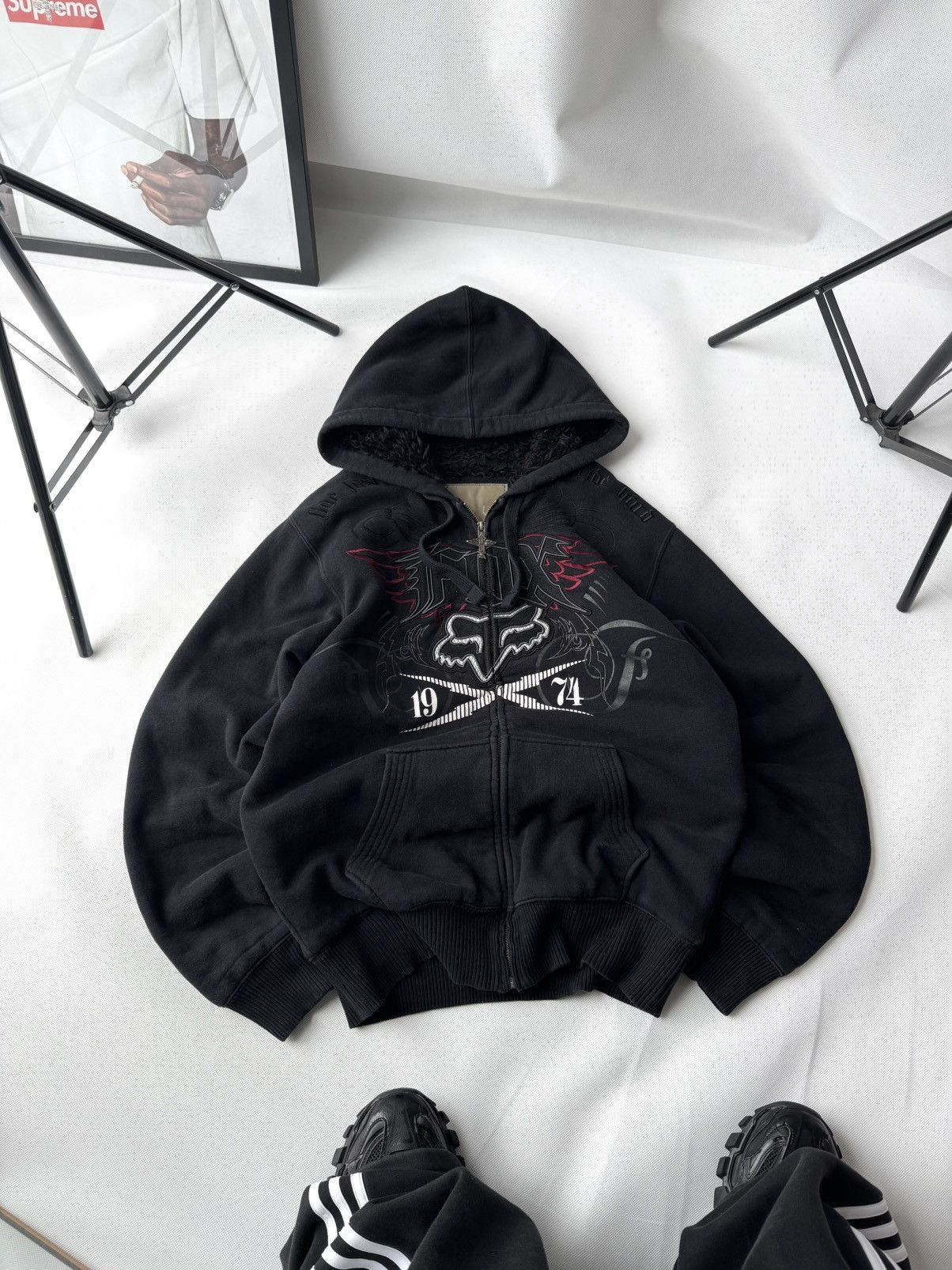 Fox Racing Fox Racing Boxy Fit Zip Hoodie Y2K Affliction Gothic Style Size US XL / EU 56 / 4 - 1 Thumbnail