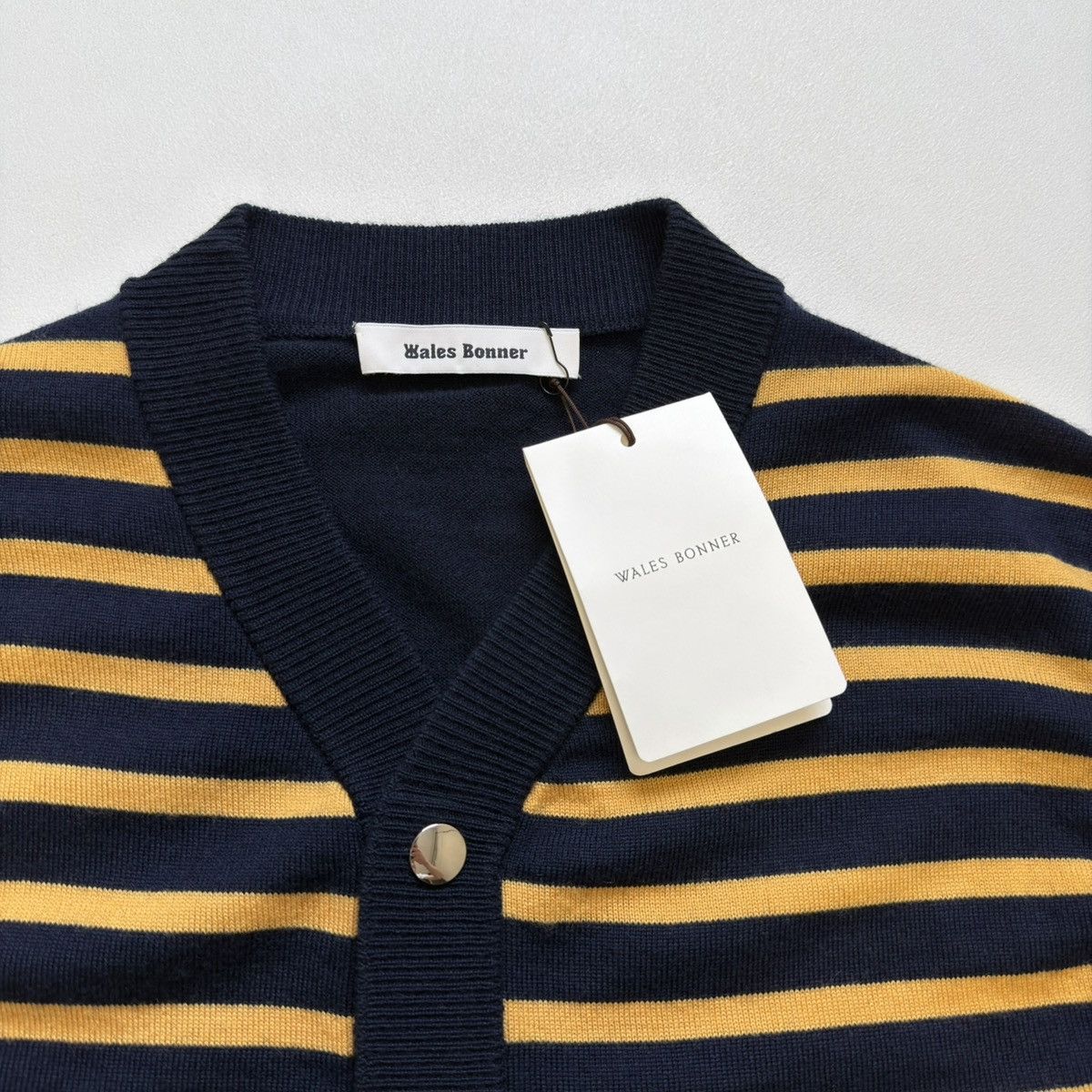 Wales Bonner ‘Kamau’ Blue/Yellow Striped Wool Cardigan Size US M / EU 48-50 / 2 - 6 Thumbnail