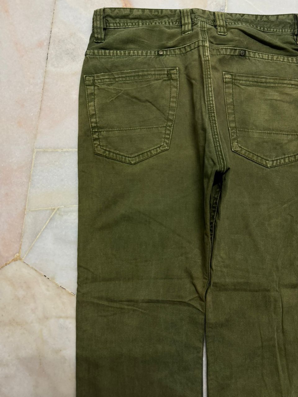 Kapital 💥Thrashed 90s Back Number Olive Green Jeans Sick style Size US 31 - 16 Thumbnail