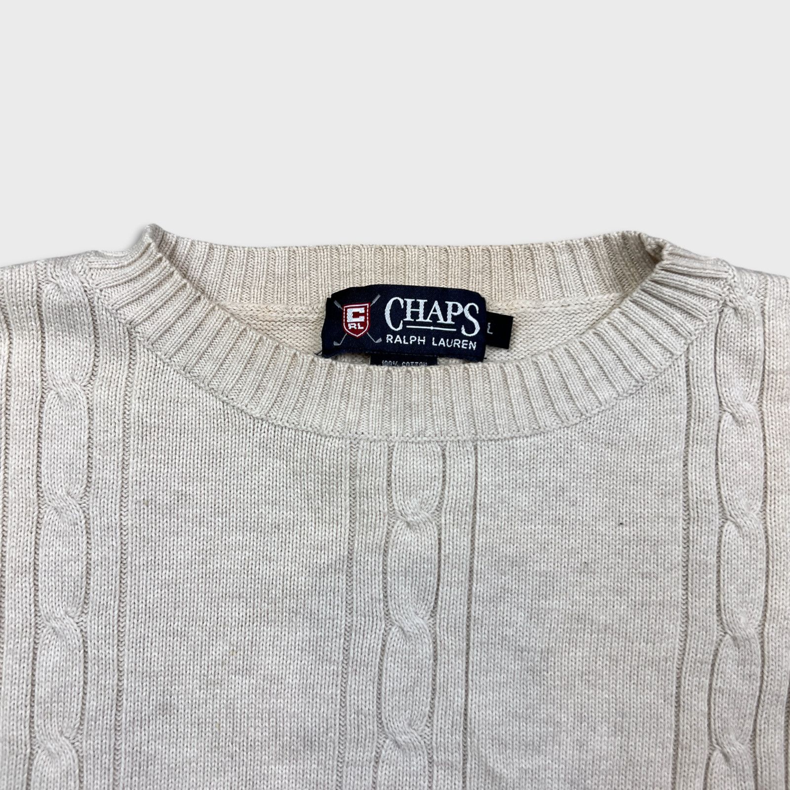 Chaps Ralph Lauren × Polo Ralph Lauren × Vintage Chaps Ralph Lauren Sweatshirt Medium Cable Knit 90s Sweater Size US M / EU 48-50 / 2 - 2 Thumbnail