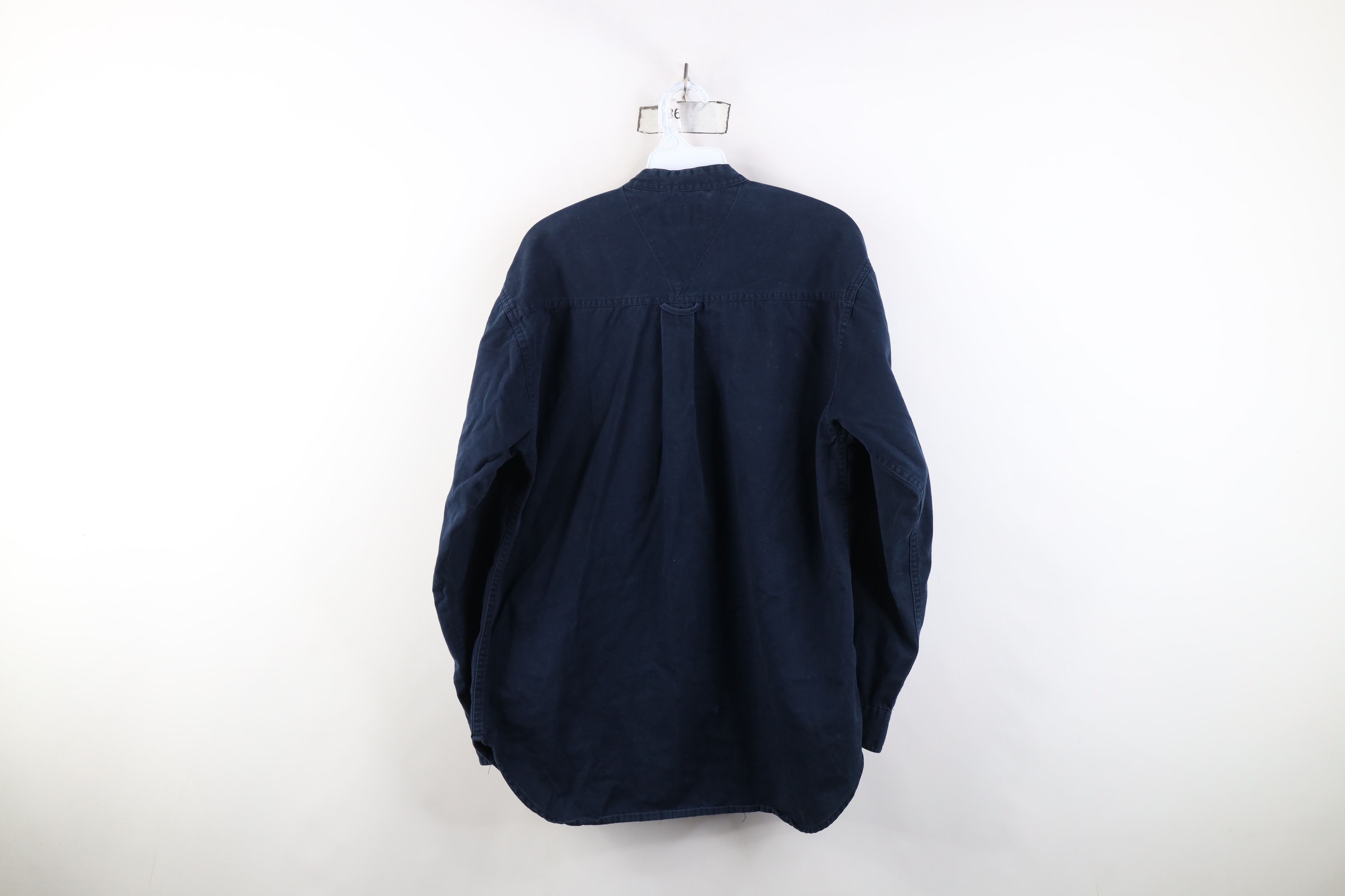 Vintage Vintage 90s Streetwear Band Collar Button Shirt Navy Blue Size US M / EU 48-50 / 2 - 11 Thumbnail