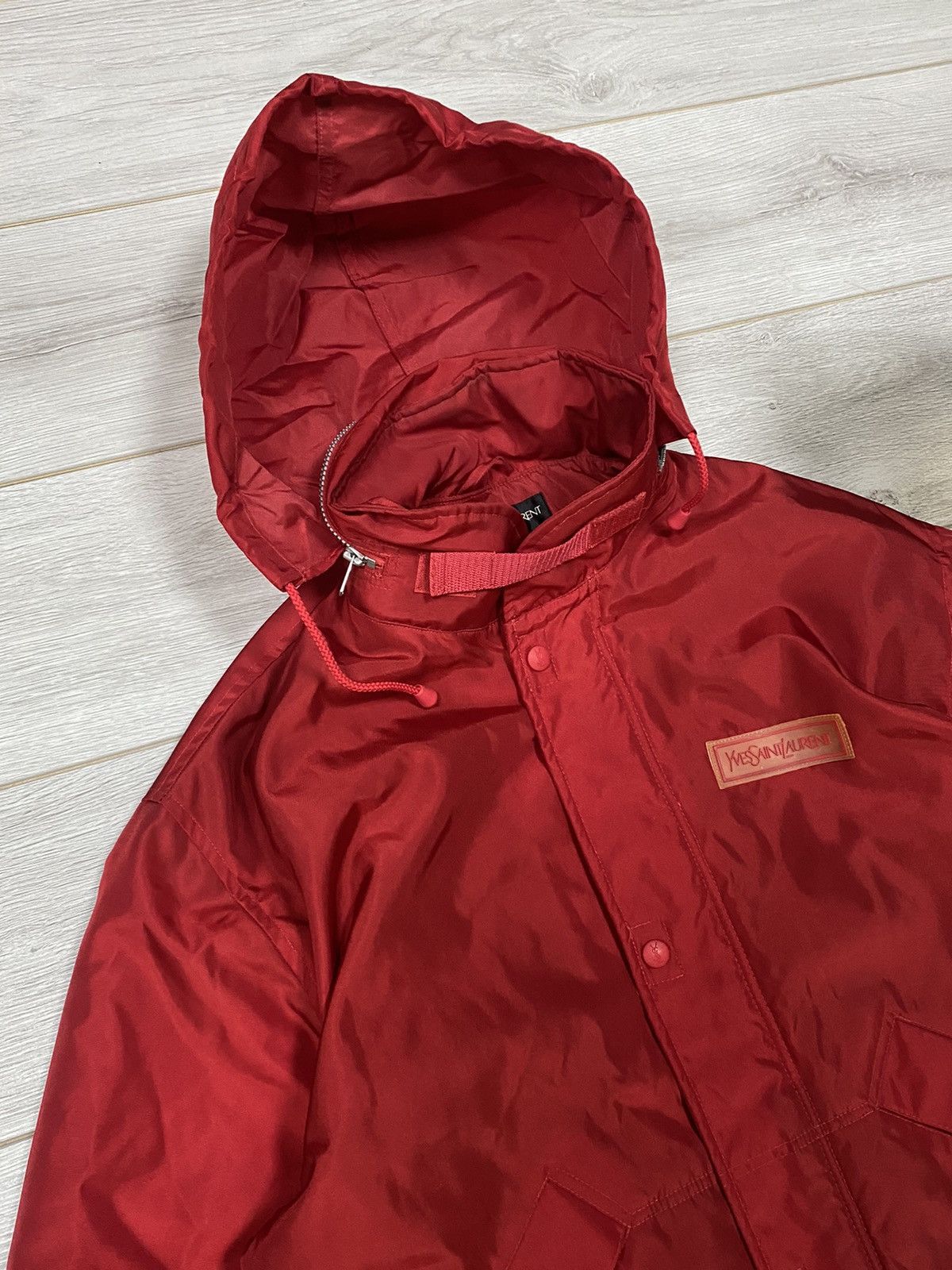 image of YSL Pour Homme x YVES Saint Laurent Fleece Nylon Jacket in Red, Men's (Size Medium)