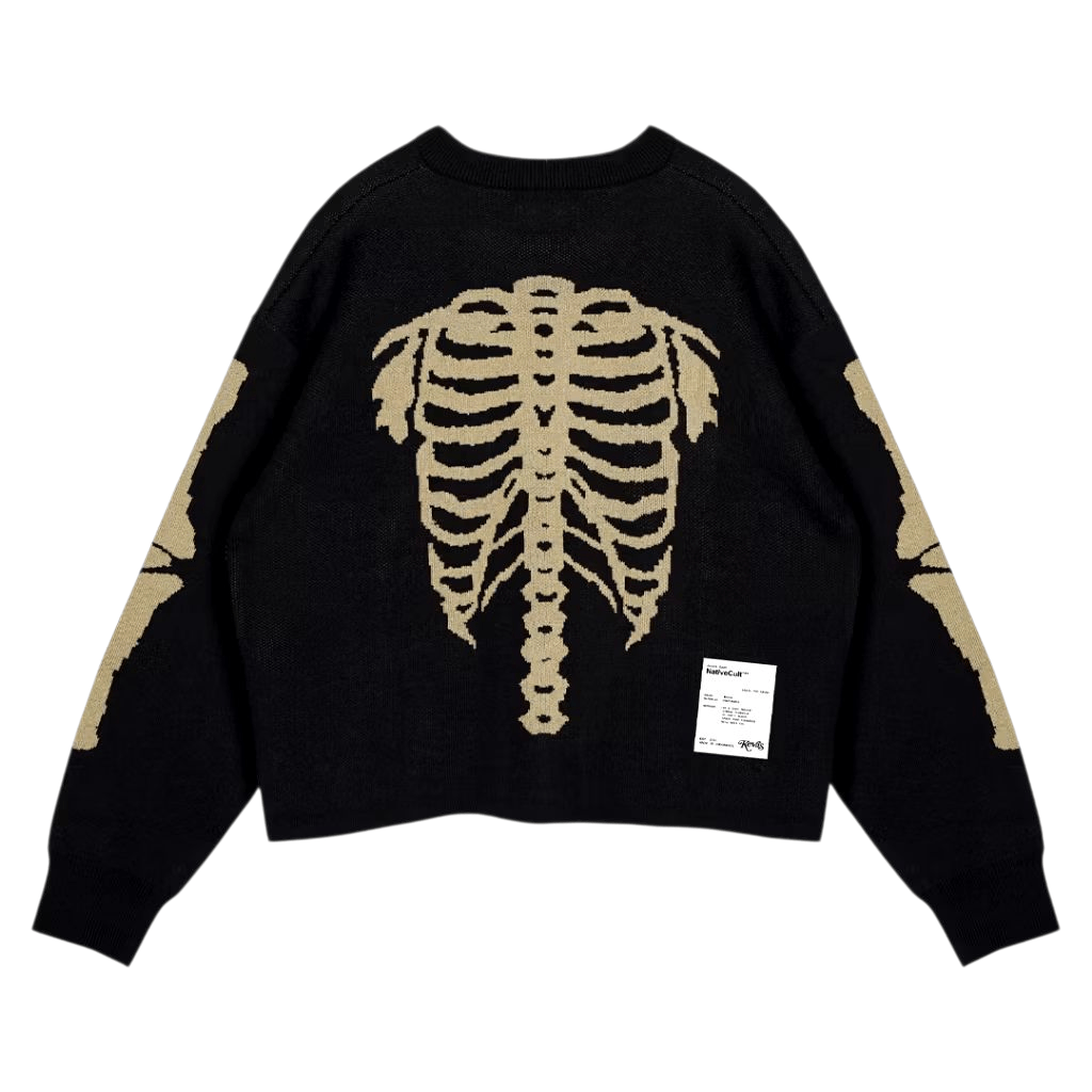 PPFM ☠️ Skeleton bones punk style boxy cut knitted sweater Size US M / EU 48-50 / 2 - 2 Thumbnail