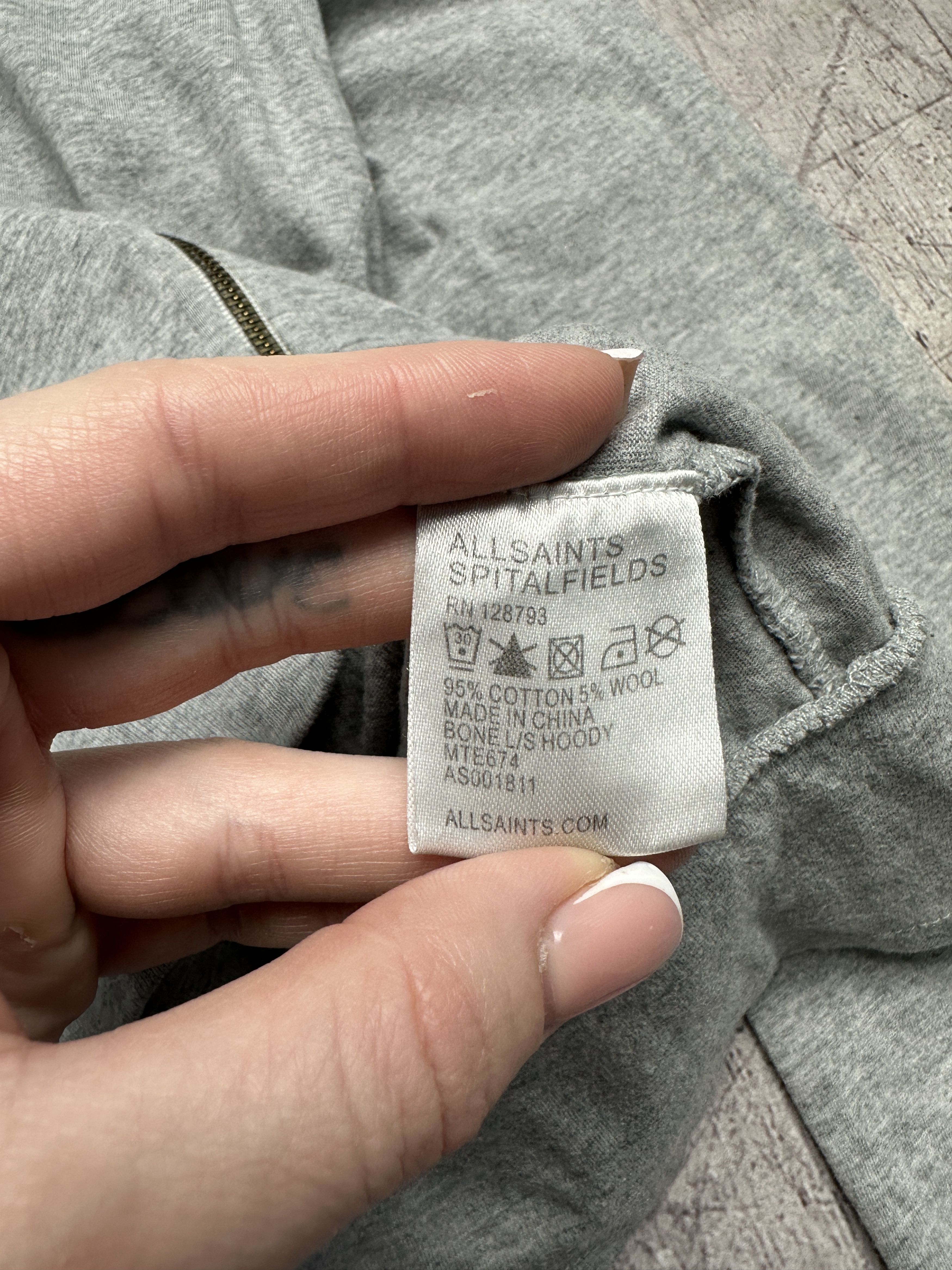 Allsaints Allsaints Mens Bone Full Zip Hoodie Size US S / EU 44-46 / 1 - 7 Thumbnail