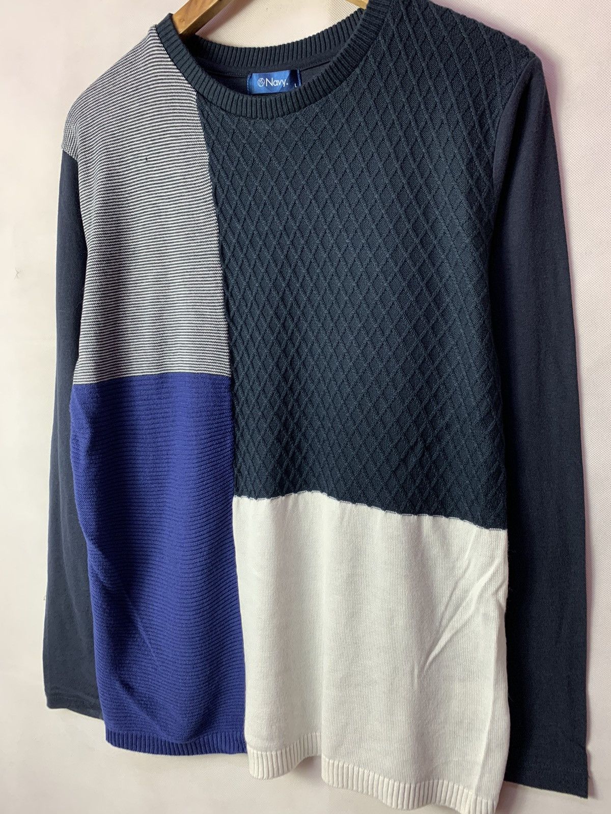 Japanese Brand 🔥 Japanese Brand Navy Multicuts Patchwork Tee Knitwear Size US M / EU 48-50 / 2 - 2 Thumbnail