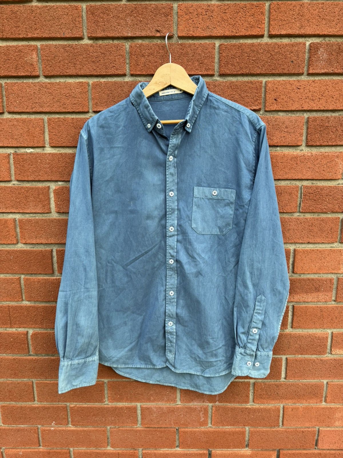 Indigo Dyed Madras Cotton Button Shirt