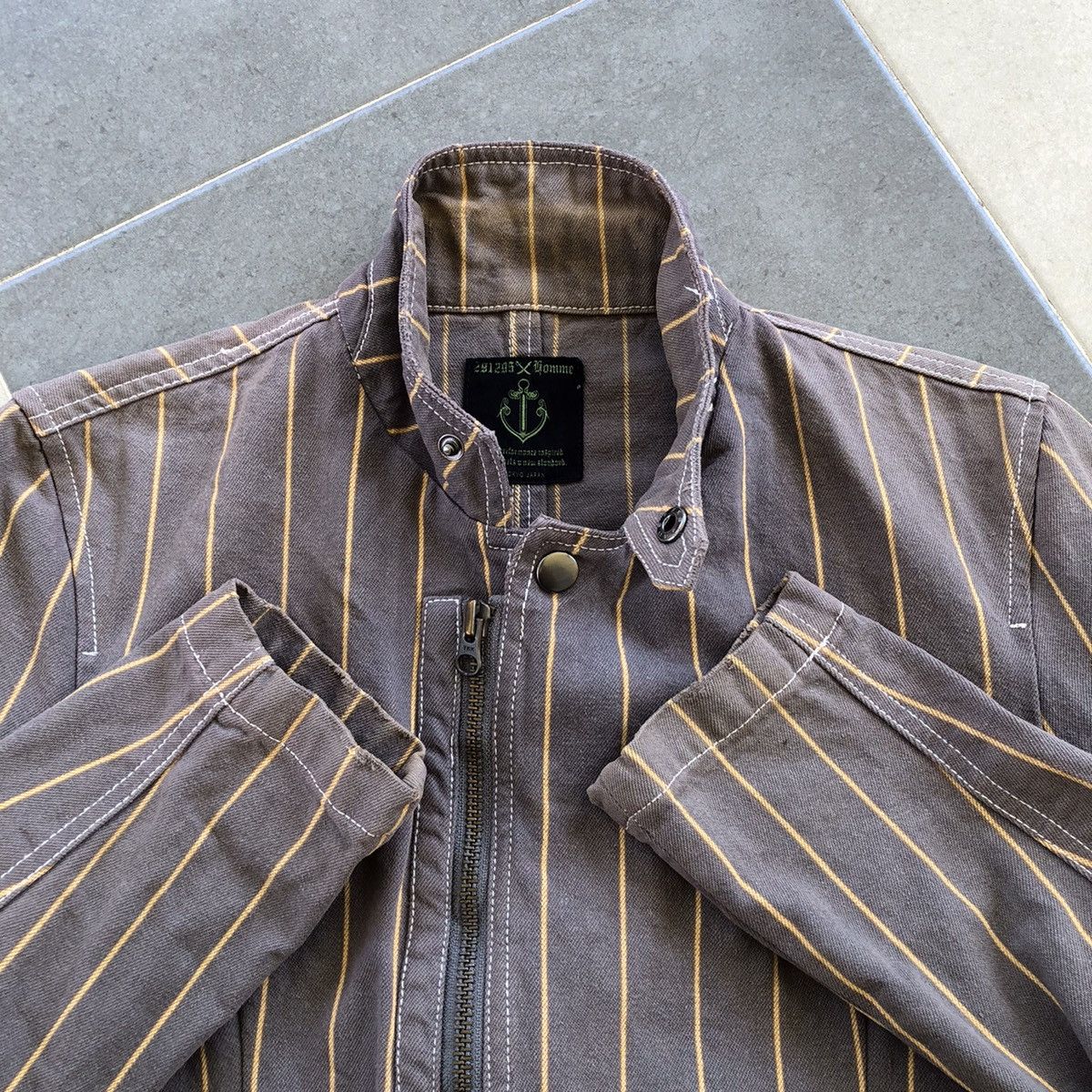 Japanese Brand 291295 HOMME Stripe Cotton Jacket Size US S / EU 44-46 / 1 - 6 Thumbnail