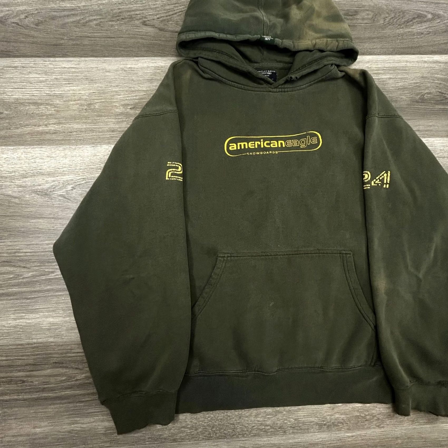 American Eagle Outfitters VINTAGE American Eagle Hoodie Mens 2XL Green Snowboard Faded Distressed 90s Size US XXL / EU 58 / 5 - 3 Thumbnail