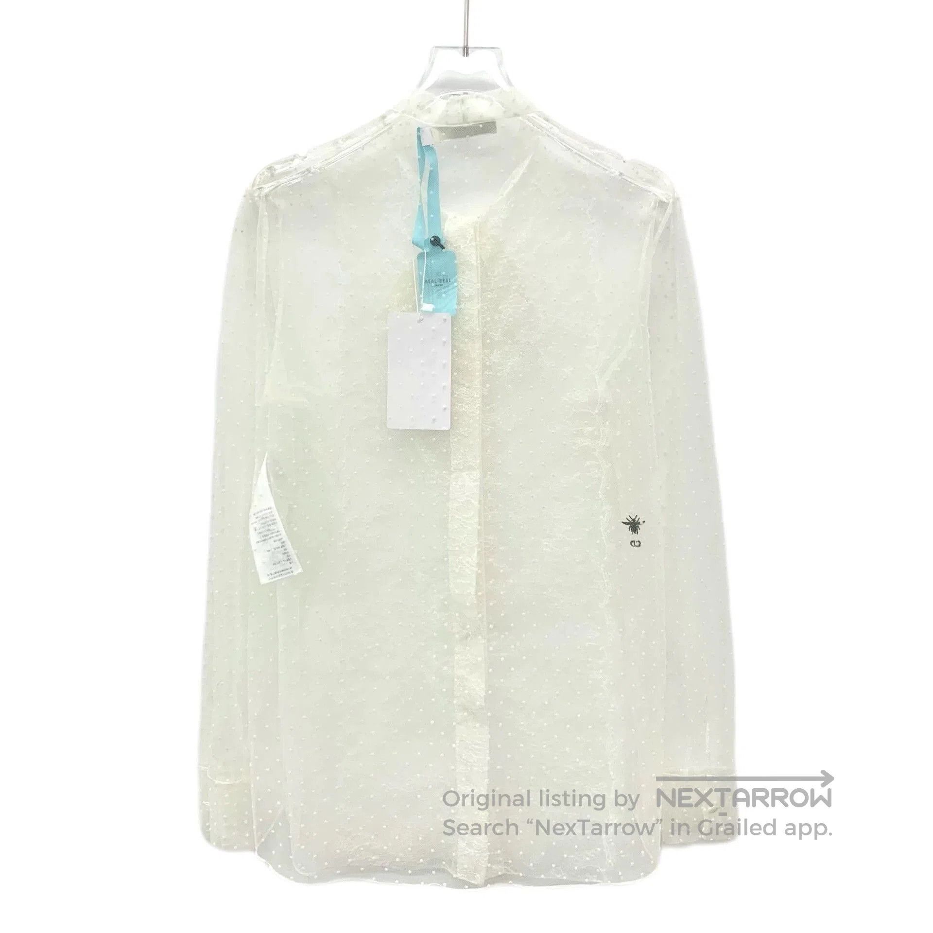 Dior white silk long sleeve shirt with bow. Size US S / EU 44-46 / 1 - 2 Thumbnail