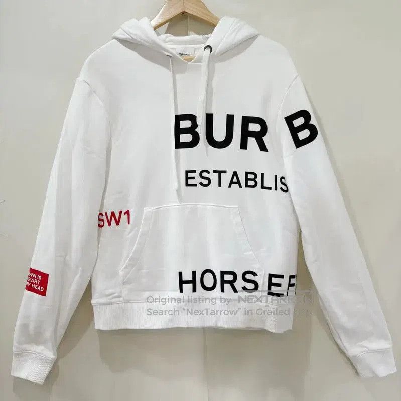 Burberry Logo Print White Long Sleeve T-Shirt.