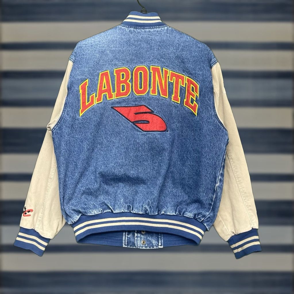 Chase Authentics VINTAGE Chase Authentics Denim Varsity Jacket Mens Large 90s Racing Button Up Size US L / EU 52-54 / 3 - 1 Thumbnail