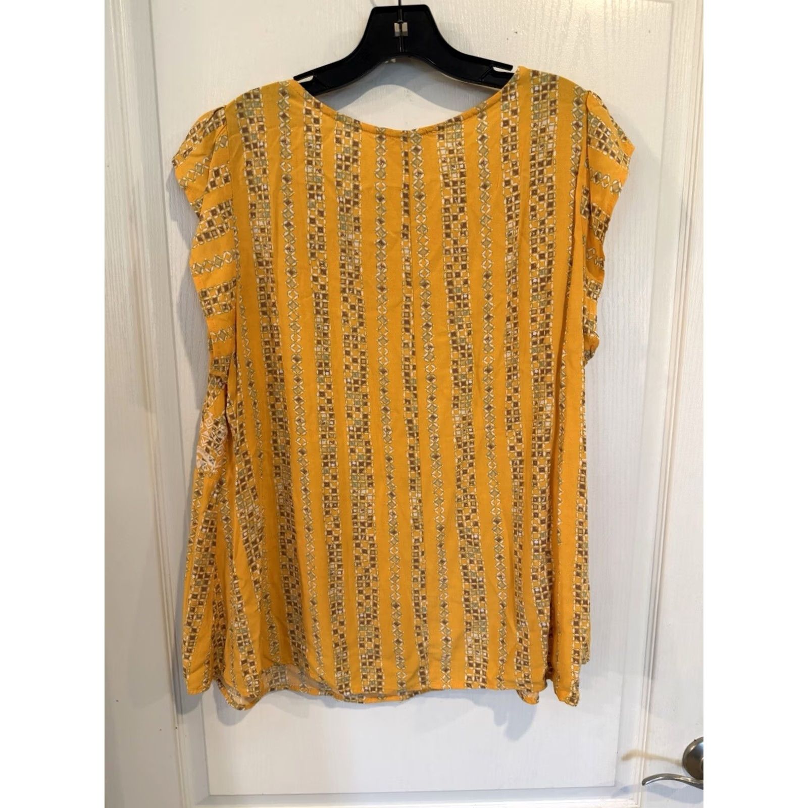 Vintage Savanna Jane Blouse Shirt Plus 1X Yellow Embroidered Flutter Sleeve Mellow Yellow Womens Size XL / US 12-14 / IT 48-50 - 3 Thumbnail