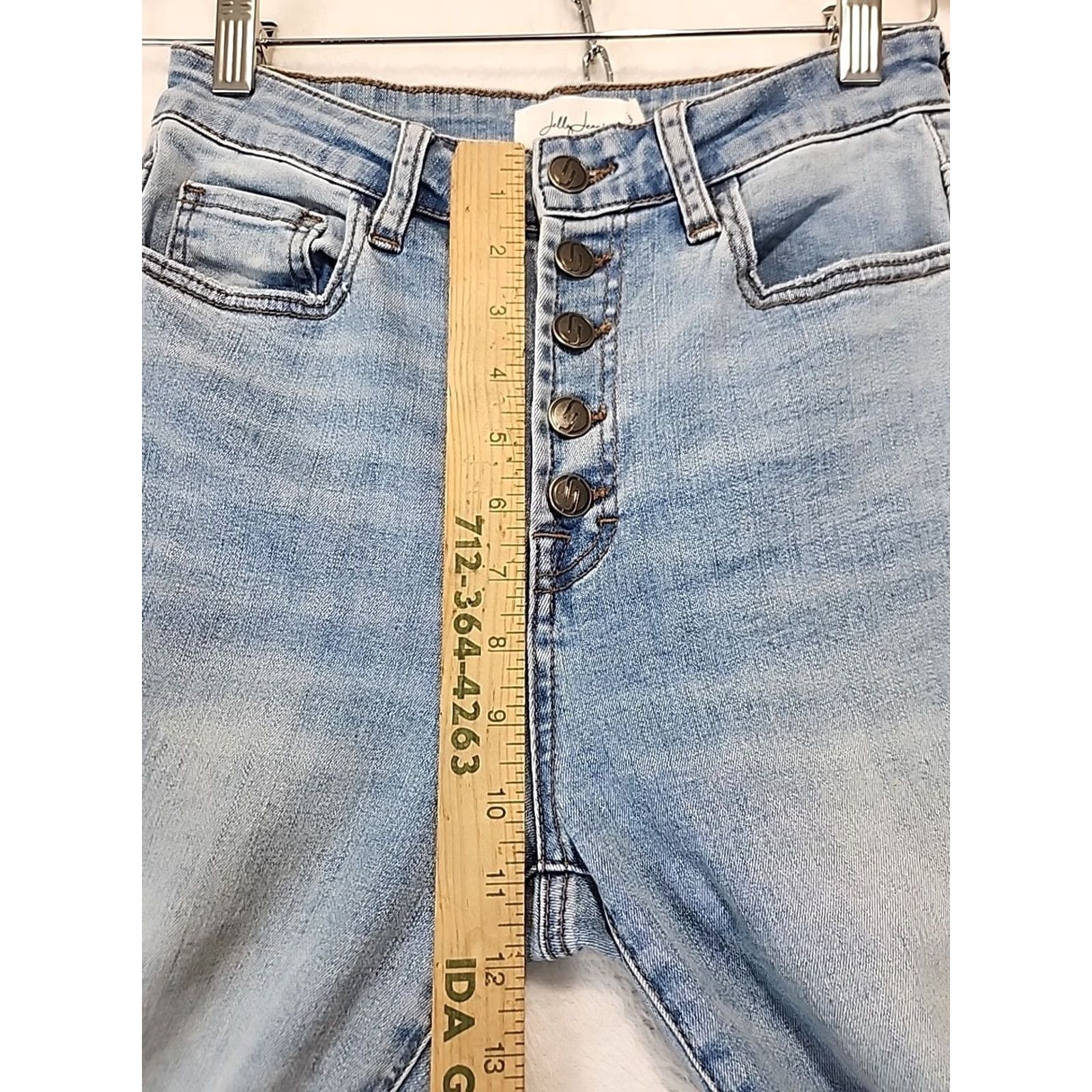 Denime VINTAGE? Jelly Jeans Mid Rise Skinny Stretch Denim Frayed Hem Womens Size 3 Ankle Jeans Blue 5-Pocket Slim N/A Size 26" / US 2 / IT 38 - 7 Thumbnail