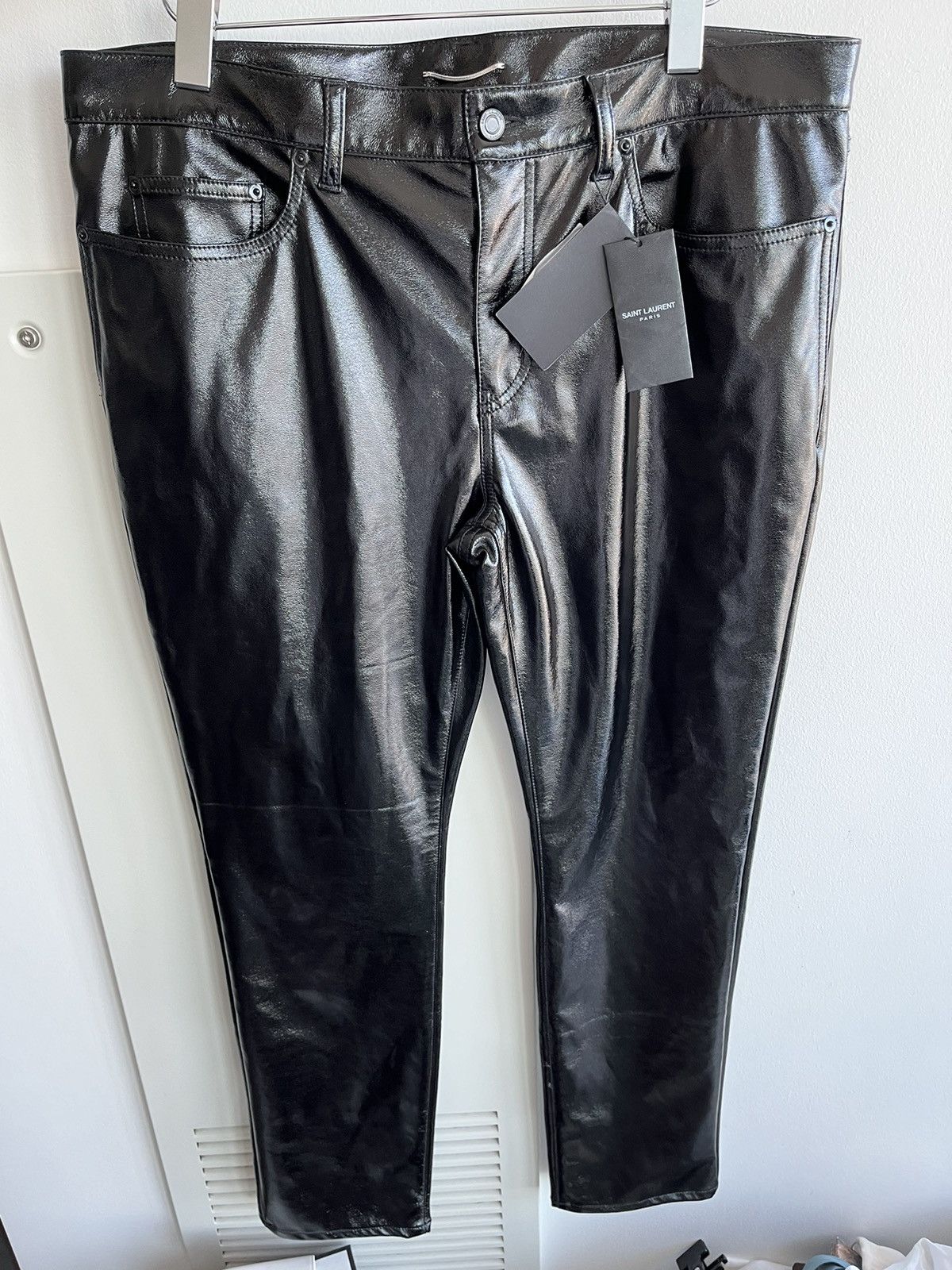 Saint Laurent Paris × Yves Saint Laurent Brand New Runway Saint Laurent Leather Wax Shiny Pant Size US 34 / EU 50 - 17 Thumbnail