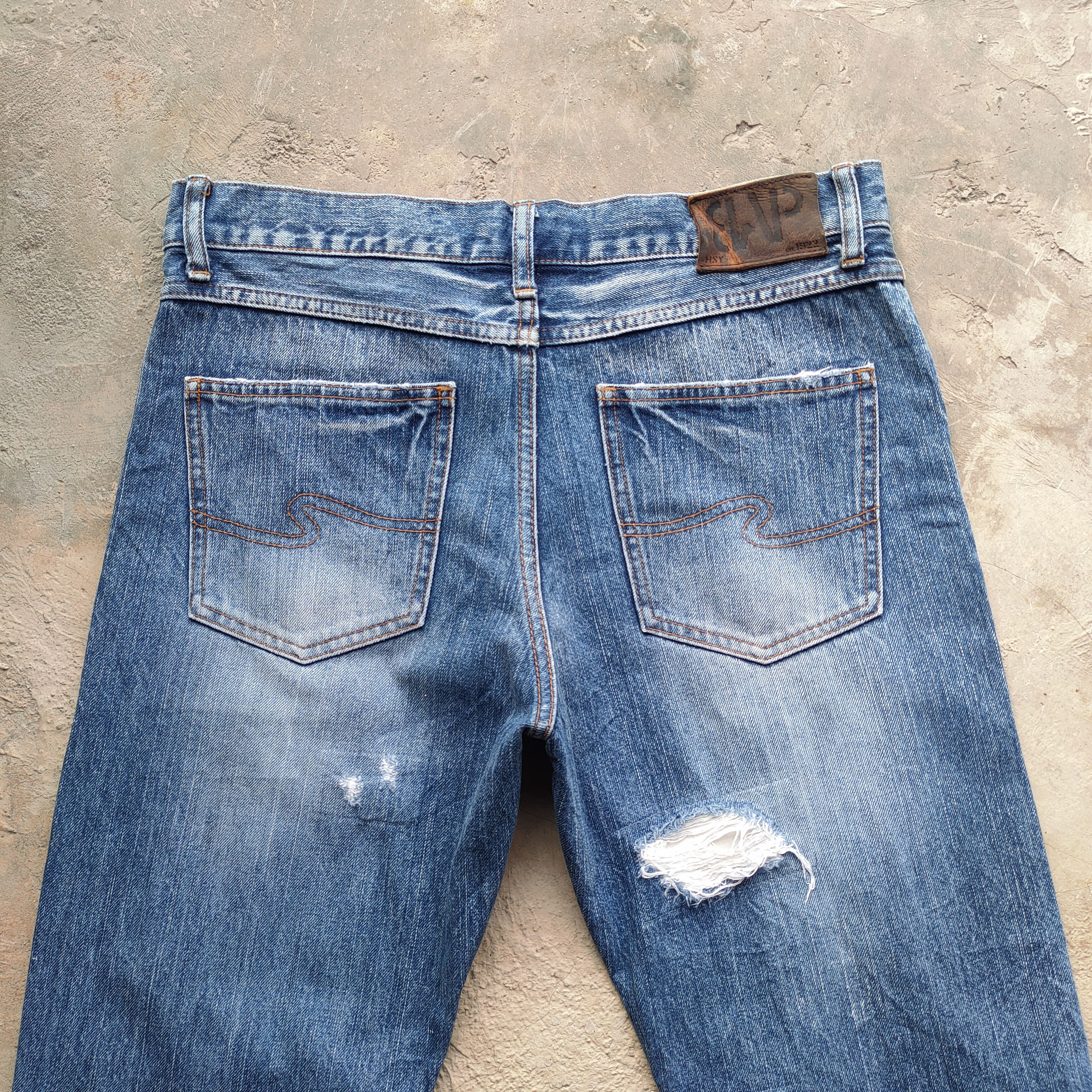 Japanese Brand # VINTAGE JAPANESE FLARE SELVEGE FADED RIPPEP DENIM PANTS Size US 34 / EU 50 - 10 Thumbnail