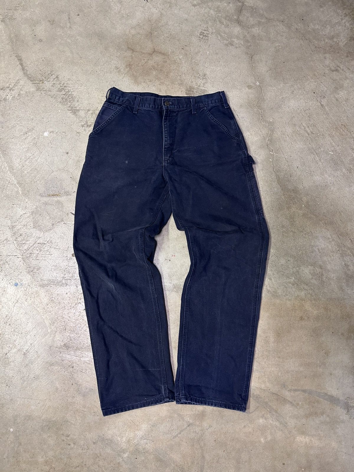 Carhartt × Vintage Vintage Navy Carhartt Single Knee Dungarees Size US 34 / EU 50 - 1 Thumbnail