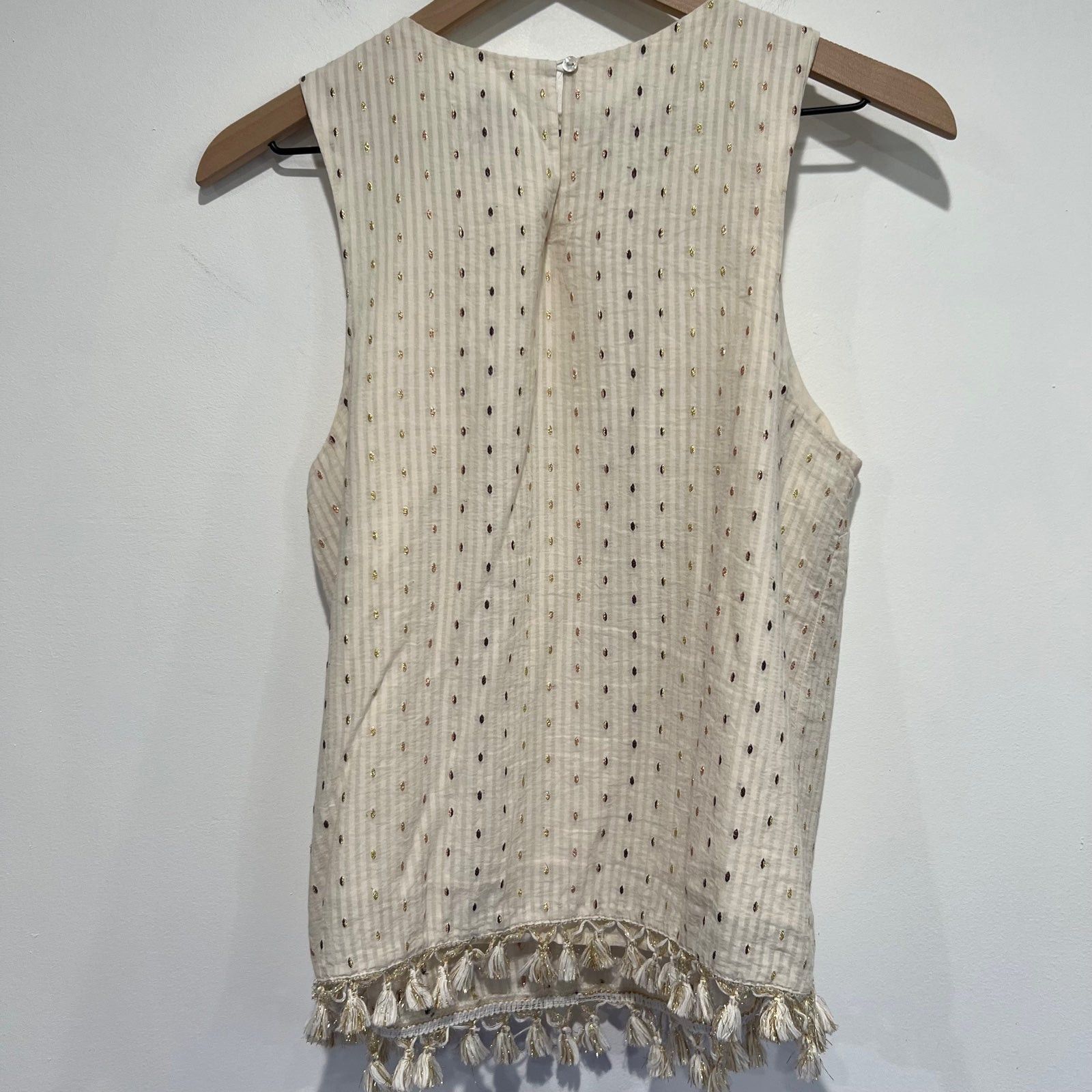 Other A New Day Cream & Gold Sleeveless Tassel Tank Top Size Mediu Size M / US 6-8 / IT 42-44 - 6 Thumbnail