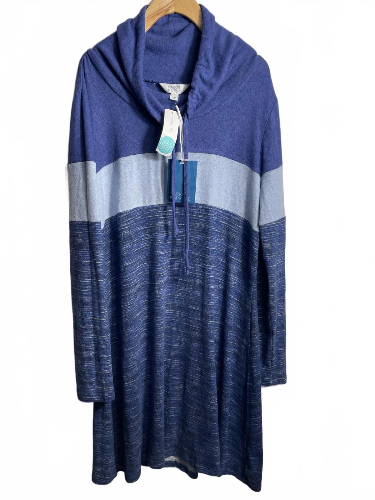 Other Market & Spruce Sweater Dress Women's XL Blue Cowl Neck Size XL / US 12-14 / IT 48-50 - 3 Thumbnail