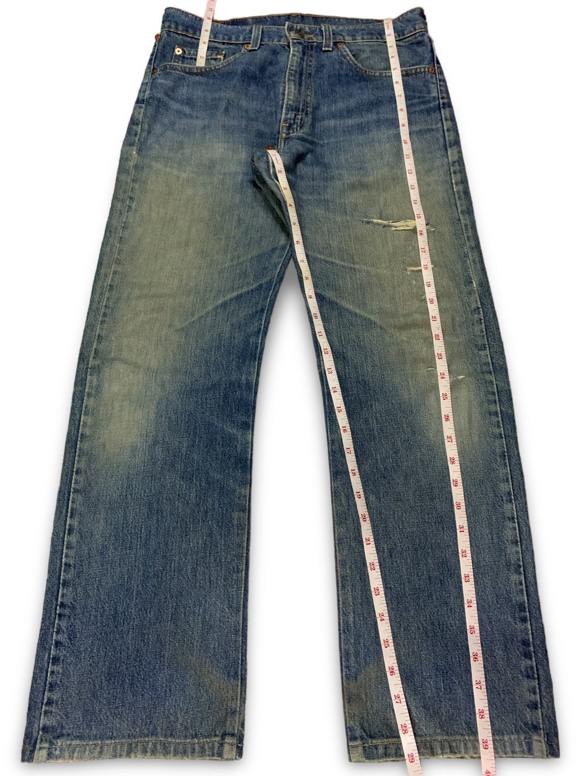 Vintage 90s Levis 519 Blue Wash Distressed Baggy Jeans 32x29