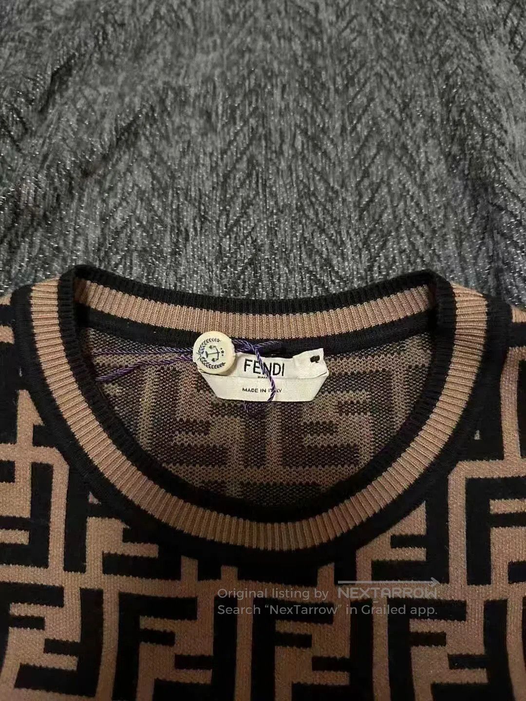Fendi FENDI Brown All-Over Print Knit Short Sleeve T-Shirt| Size XS / US 0-2 / IT 36-38 - 3 Thumbnail