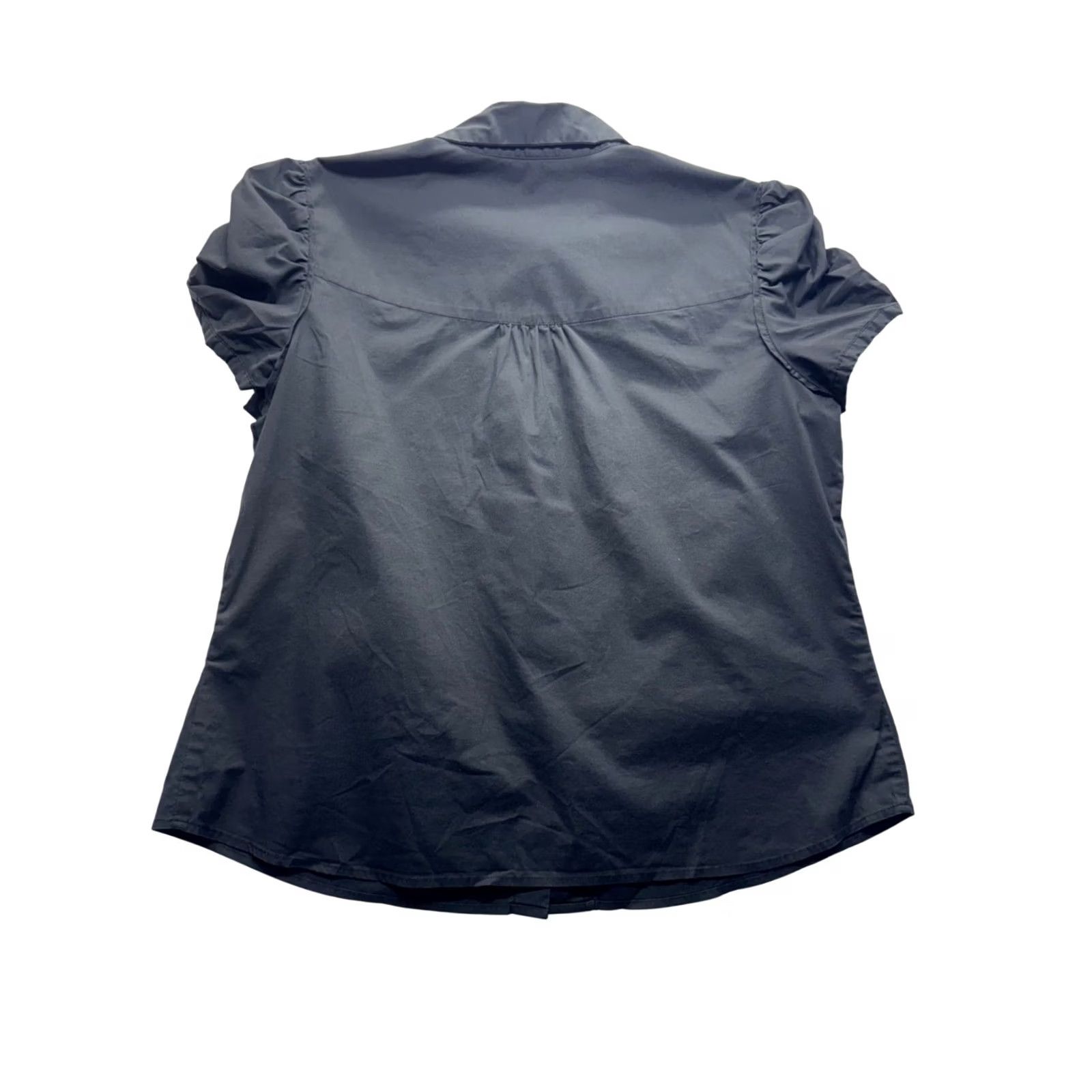 Old Navy Old Navy Womens Black Short Sleeve Shirt XL Button-Down Ruched Sleeve Cotton Nylon Spandex Womens XL Black Shirt Size XL / US 12-14 / IT 48-50 - 2 Thumbnail