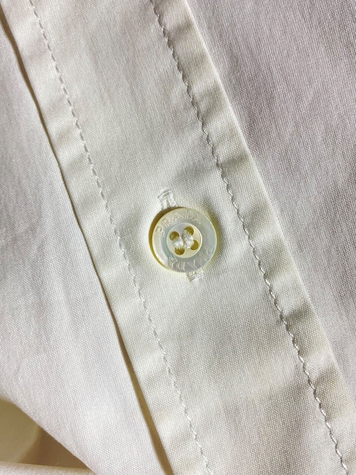 Prada Prada Tab Logo White Elastic Cotton Blend Pocket Shirt Size US M / EU 48-50 / 2 - 13 Thumbnail