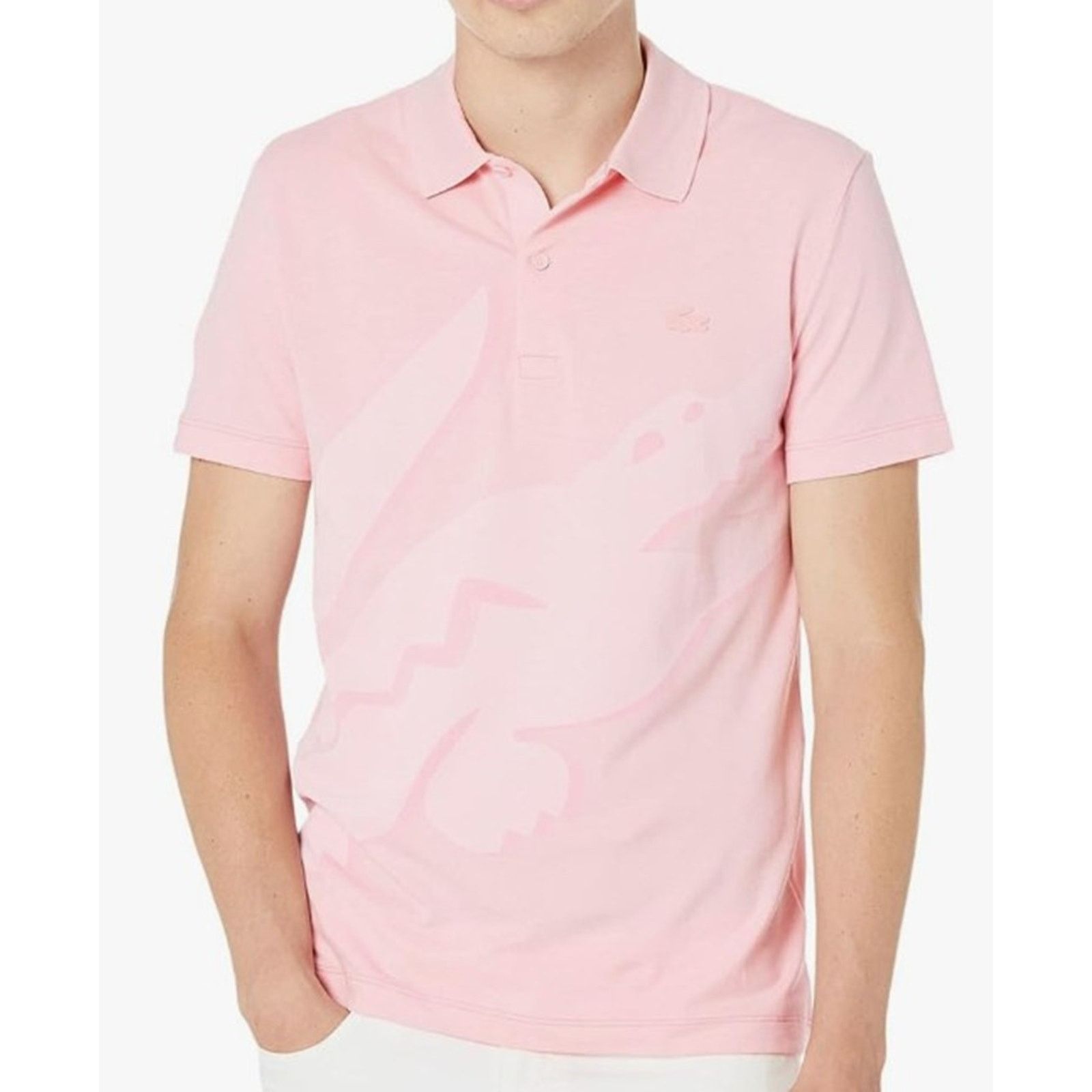 Lacoste Lacoste Men's Short Sleeve Summer Croc Polo Shirt Pink XL Size US XL / EU 56 / 4 - 1 Thumbnail