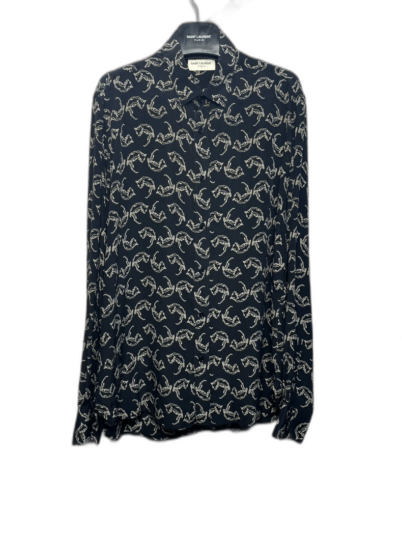 Saint Laurent Paris Saint Laurent Fox Print Silk Shirt Size US L / EU 52-54 / 3 - 1 Thumbnail