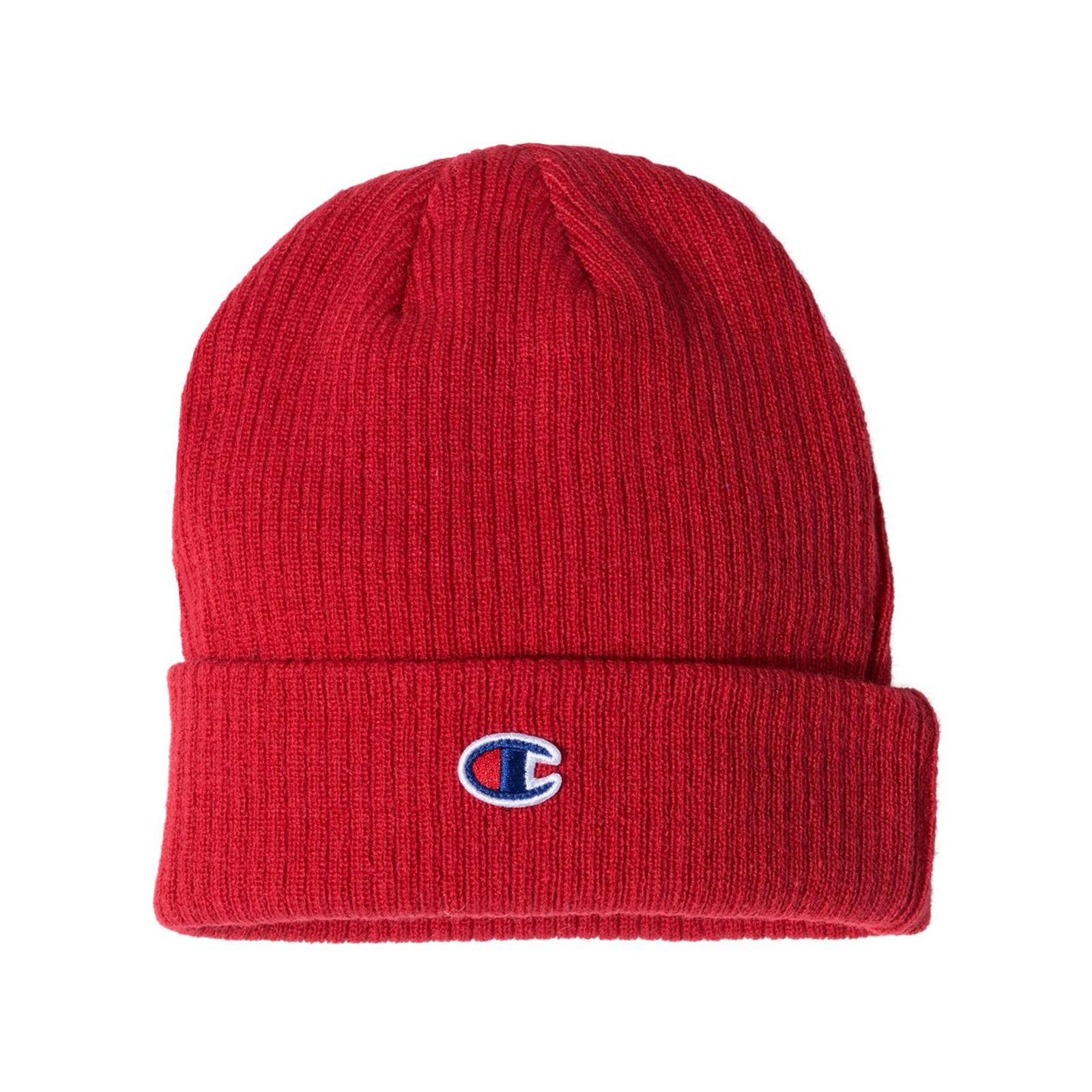 Champion Champion unisex Ribbed Cuffed Beanie Knit Hat 7" Scarlet Red Size ONE SIZE - 1 Preview
