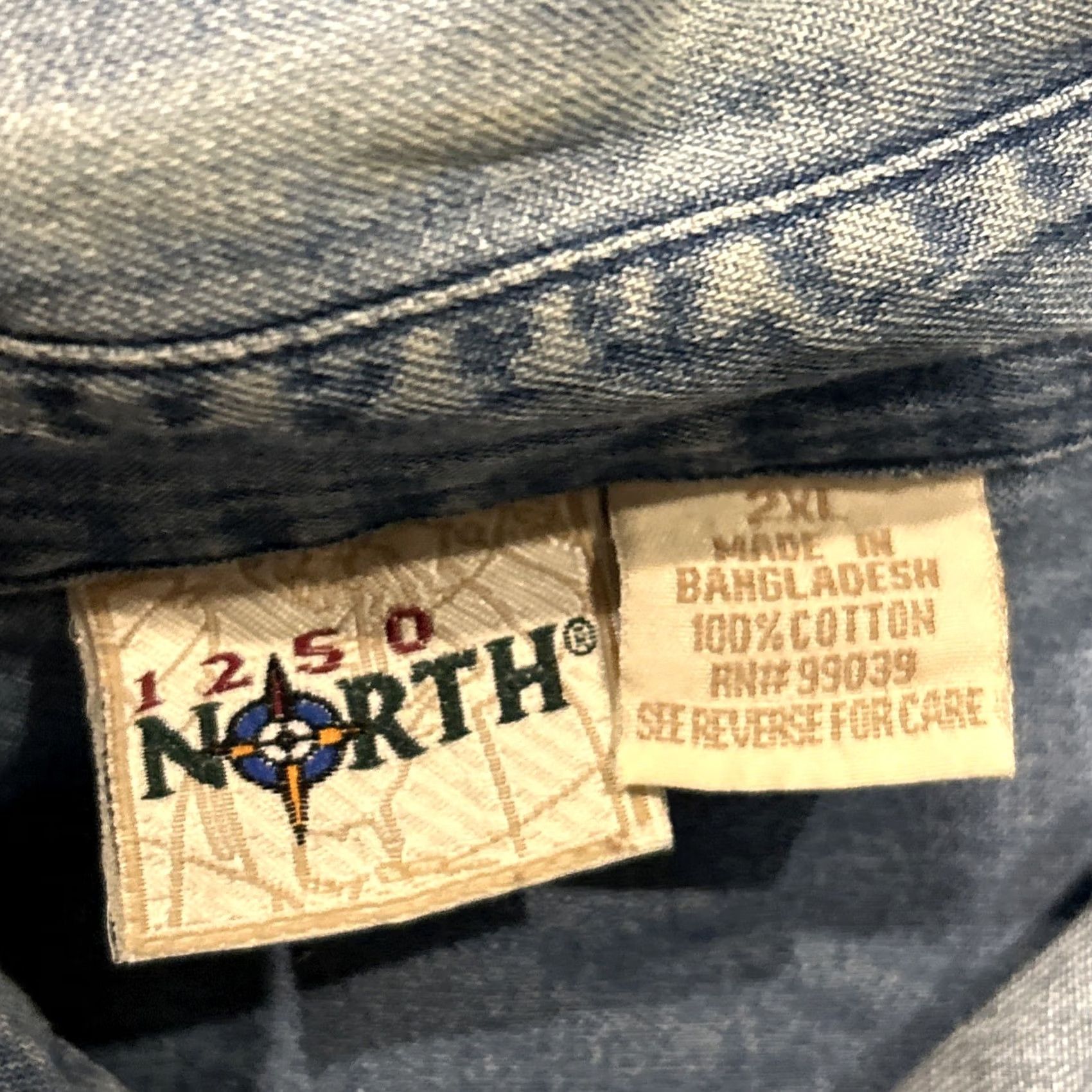 Vintage VINTAGE 1250 North Button-Up Long Sleeve Cowboy Shirt 2XL Cotton Denim Blue Size US XXL / EU 58 / 5 - 4 Thumbnail