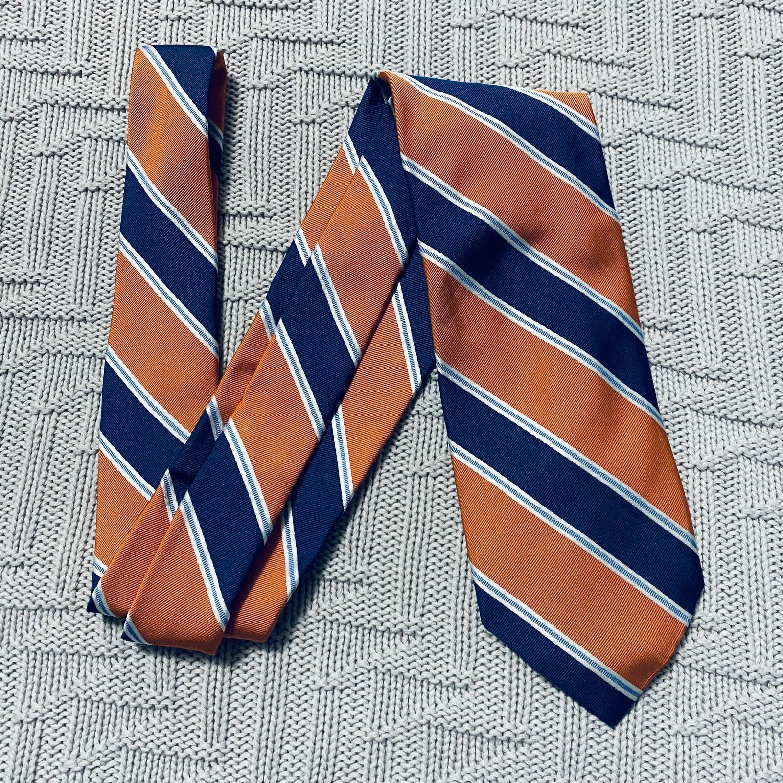 Altea Altea orange and navy striped silk tie Size ONE SIZE - 1 Thumbnail
