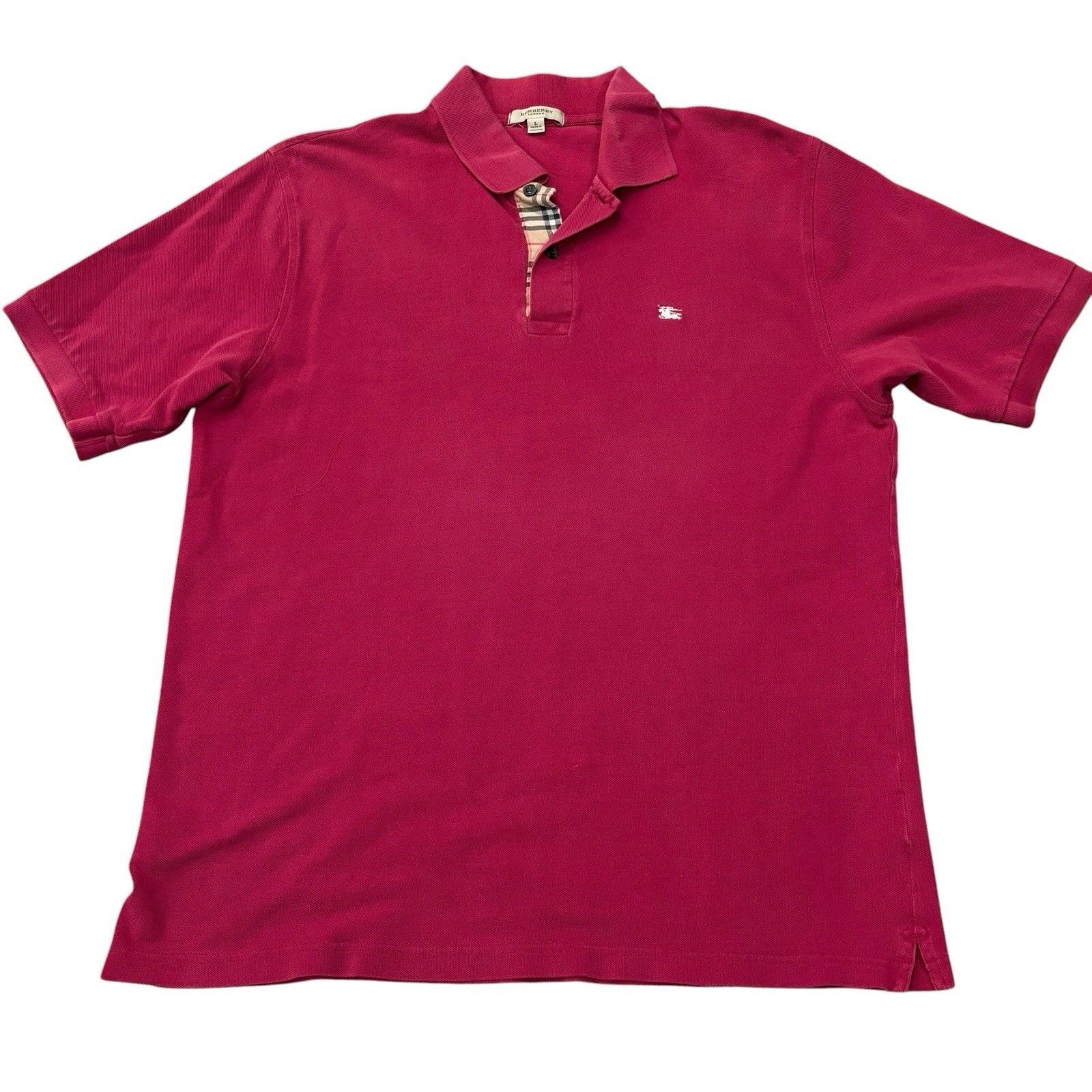 Burberry Burberry Polo Nova Check Placket Pink Large Hong Kong* Size US L / EU 52-54 / 3 - 1 Thumbnail