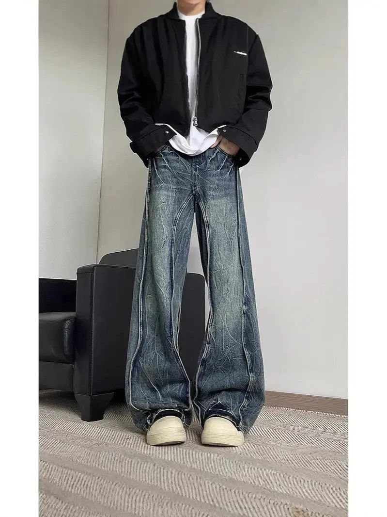Japanese Brand Retro loose wide leg patchwork jeans Size US 32 / EU 48 - 1 Thumbnail