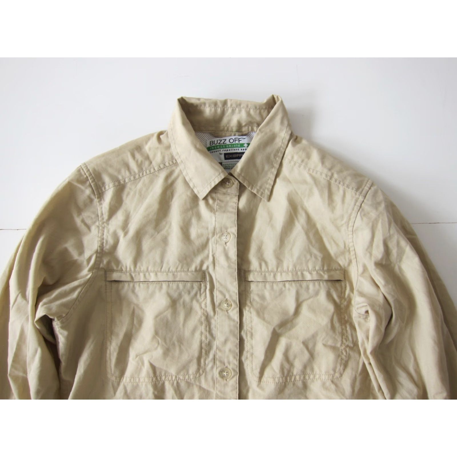 ExOfficio VINTAGE Exofficio Buzz Off Beige Brown Vented Zip Pocket Long Sleeve Button Shirt XS Size XS / US 0-2 / IT 36-38 - 3 Thumbnail