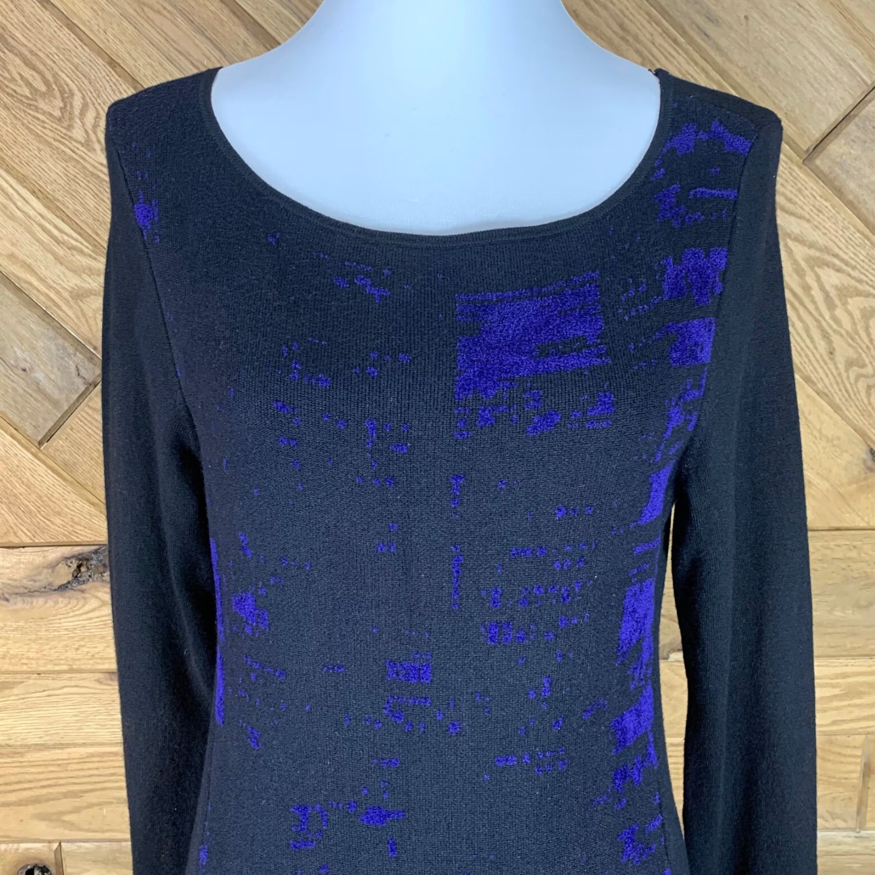 Elie Tahari Elie Tahari for Design Nation Women Size L Sheath Dress Knit Business Black Blue Size L / US 10 / IT 46 - 3 Thumbnail