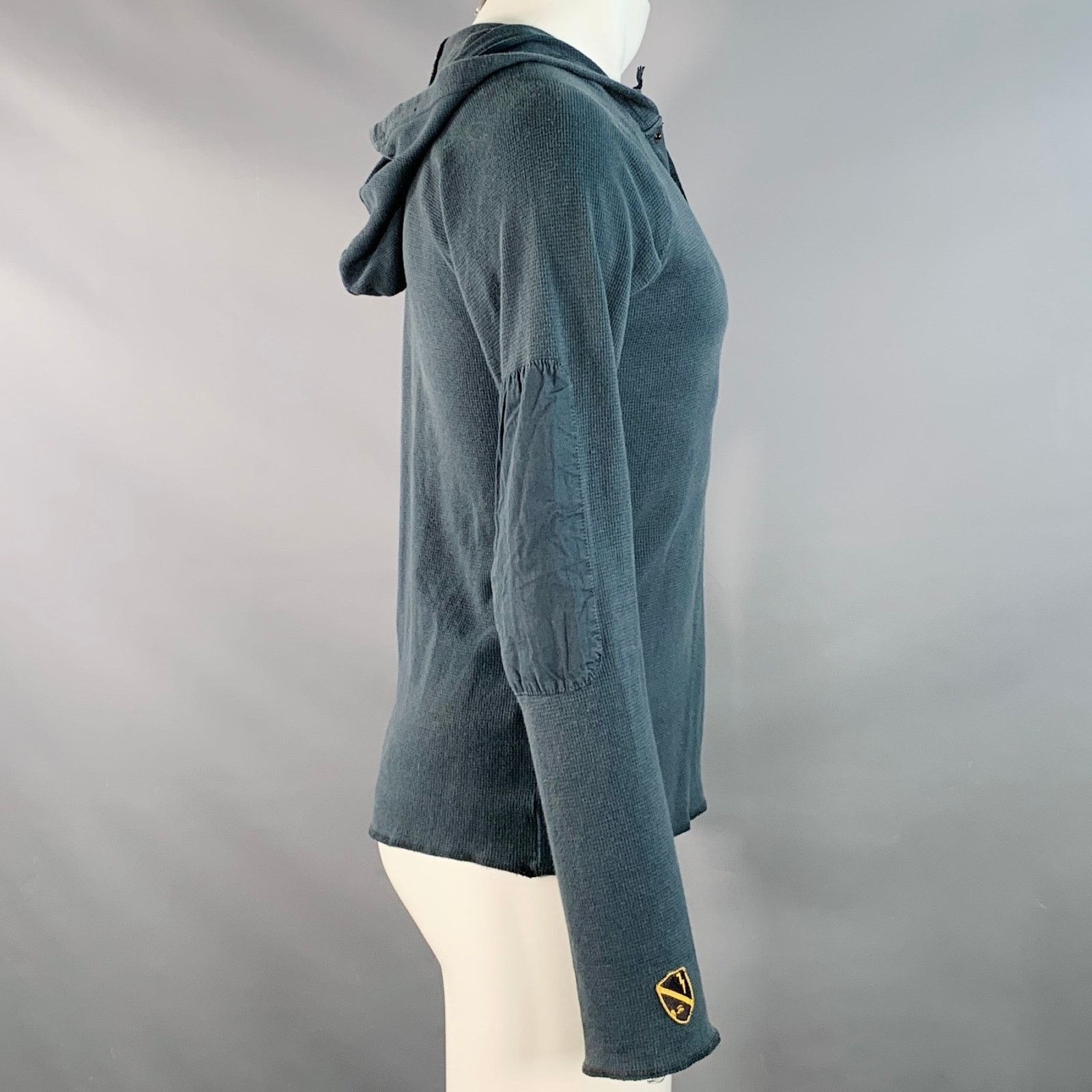 Nice Collective NICE COLLECTIVE M Green Waffle Knit Cotton Hoodie Sweatshirt Size US M / EU 48-50 / 2 - 2 Thumbnail