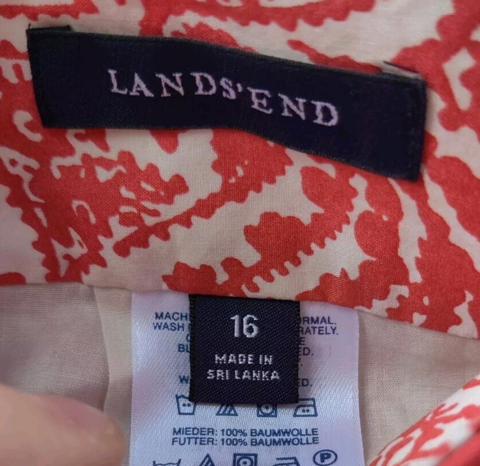 Lands' End Land's End Paisley Orangey Coral and White Womens Skirt Size Size 38" / US 16 / IT 52 - 8 Thumbnail