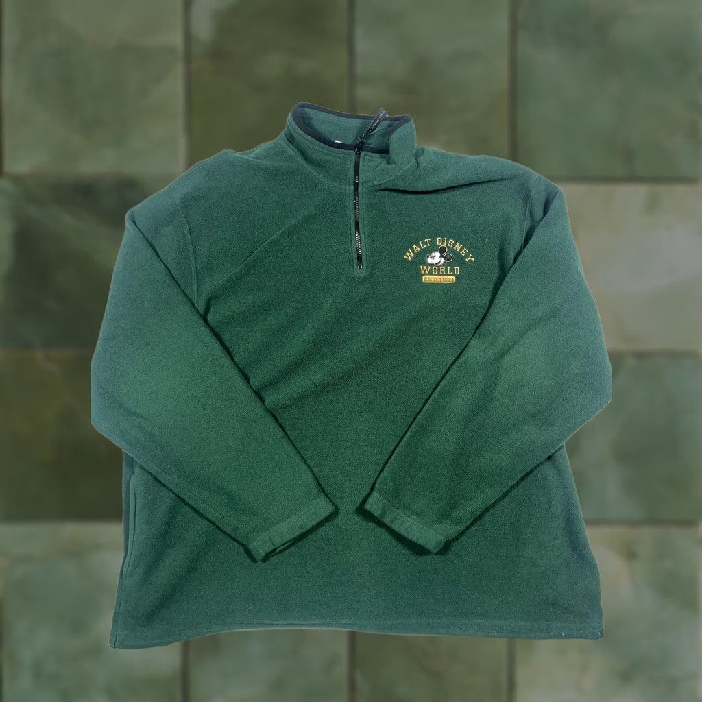 Disney Disney Walt Disney World Mickey Fleece Jacket Mens 2XL Green 1/4 Zip Pullover Size US XXL / EU 58 / 5 - 1 Thumbnail