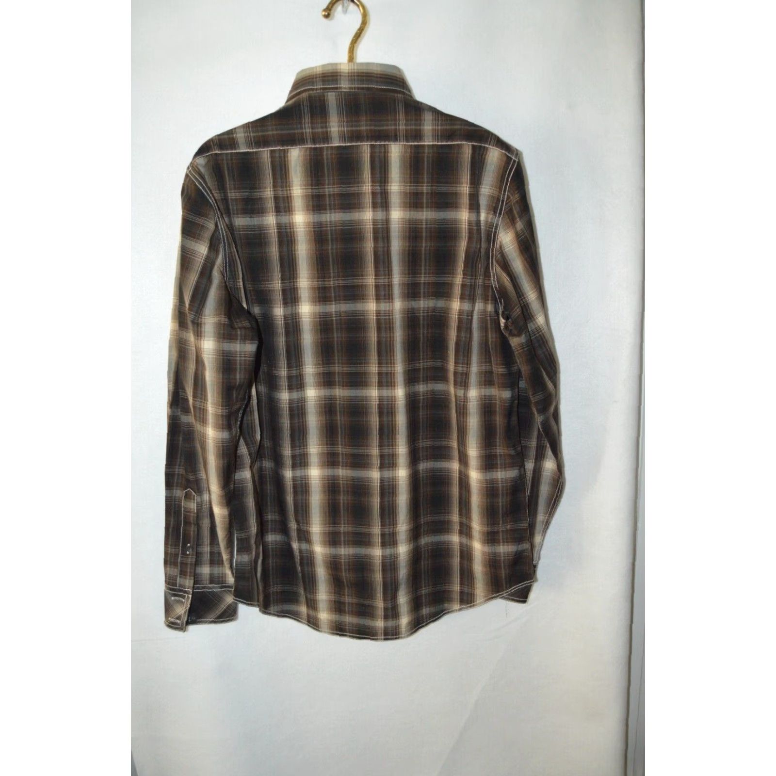 Stetson Stetson Western Shirt Mens XL L/S Button Plaid Brown Cotton Embroidered Button-Up Casual Size US XL / EU 56 / 4 - 2 Thumbnail