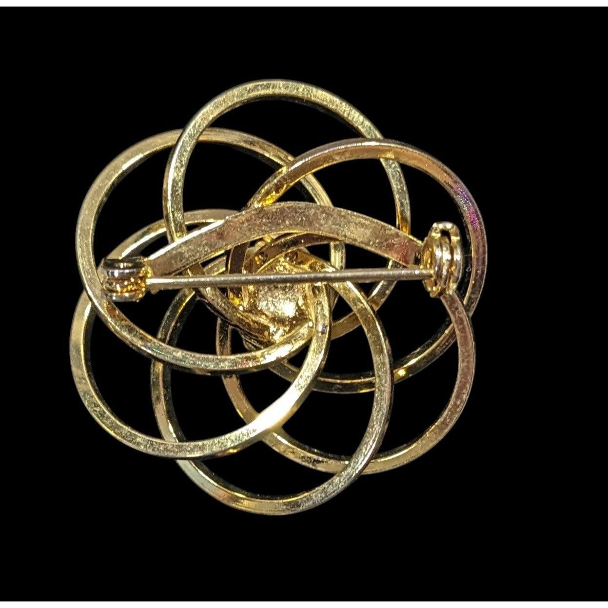 Other Vintage Atomic Swirl Floral Brooch With Faux Pearl Accent Size ONE SIZE - 2 Thumbnail