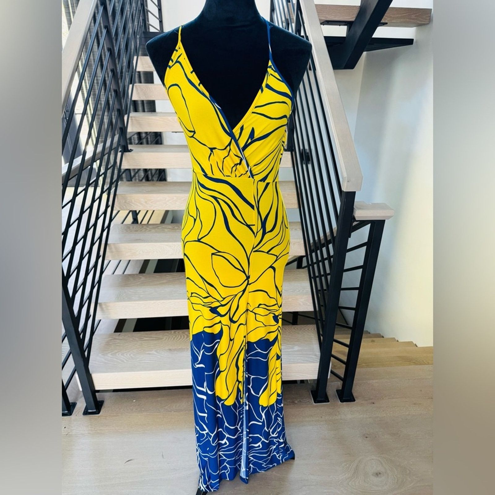 Other Fitted Maxi Summer Elegant Yellow Blue Floral Dress size XS Size XS / US 0-2 / IT 36-38 - 9 Thumbnail
