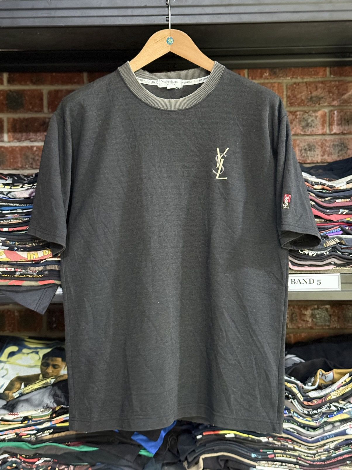 Vintage Thrashed Vintage Yves Saint Laurent YSL Pour Homme Faded Tee Size US L / EU 52-54 / 3 - 2 Thumbnail