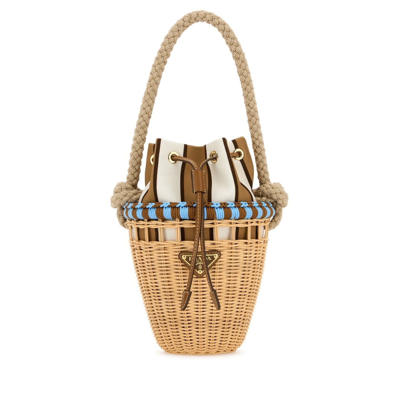 Prada PRADA Mini Basket Beige Brown Wicker Shopper Shoulder Bag Ne Size ONE SIZE - 1 Thumbnail