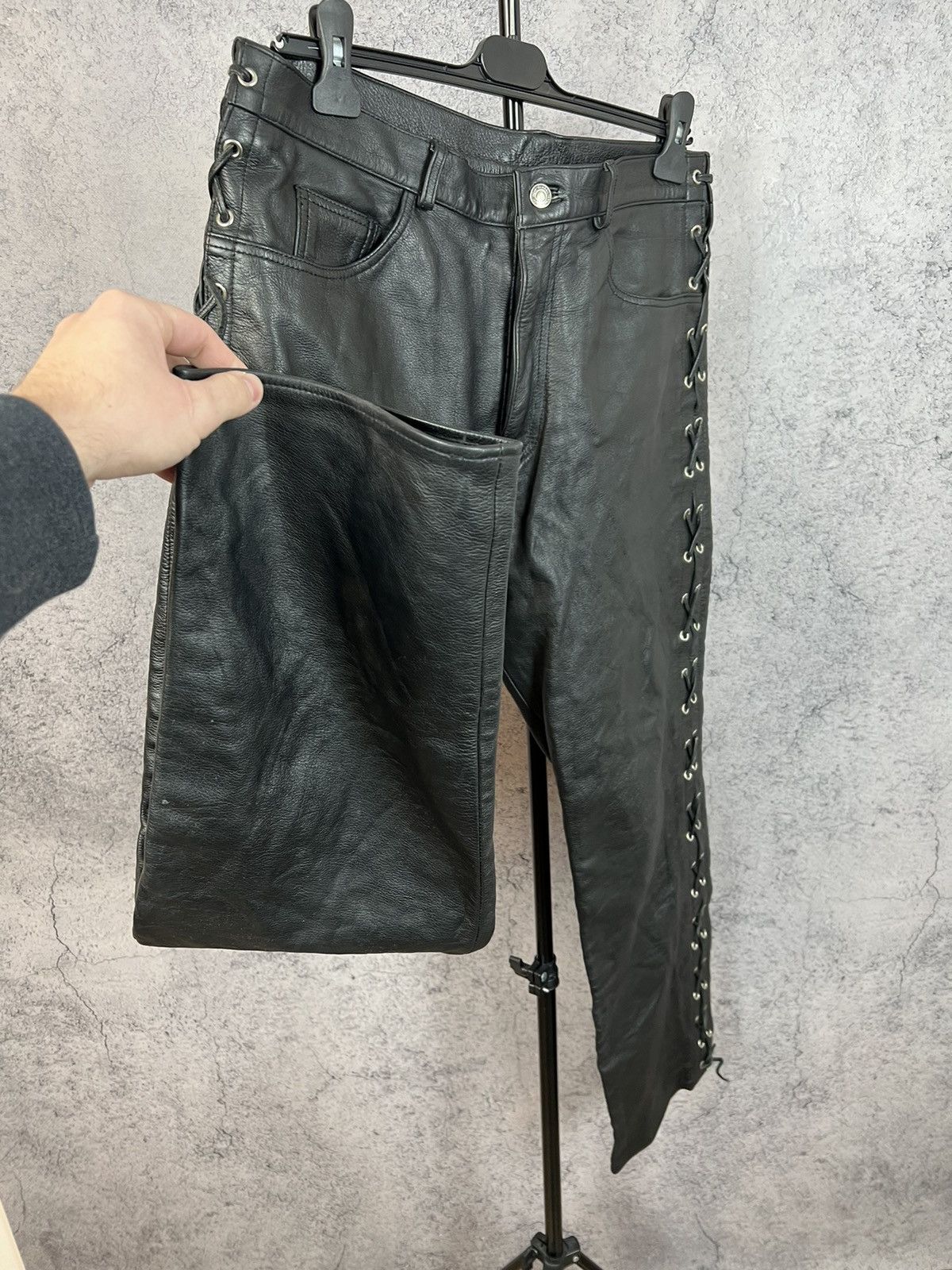 Vintage Real Leather Bikers Pants Motorcycle Y2K