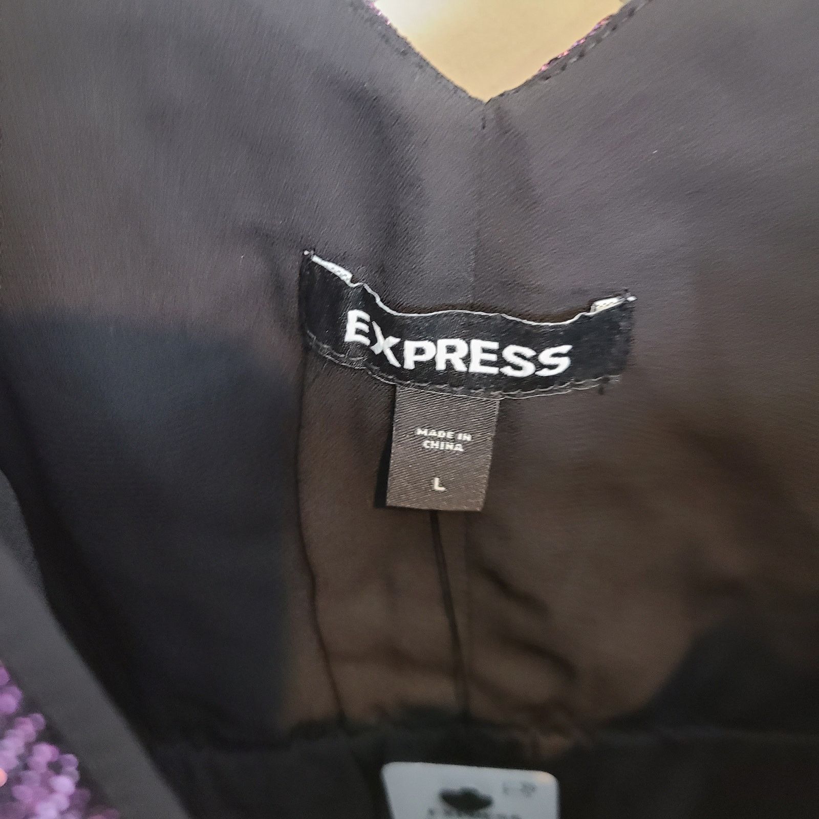 Express Express Y2K Babydoll Top Deep V Purple Metallic Whimsigoth Size L / US 10 / IT 46 - 7 Thumbnail