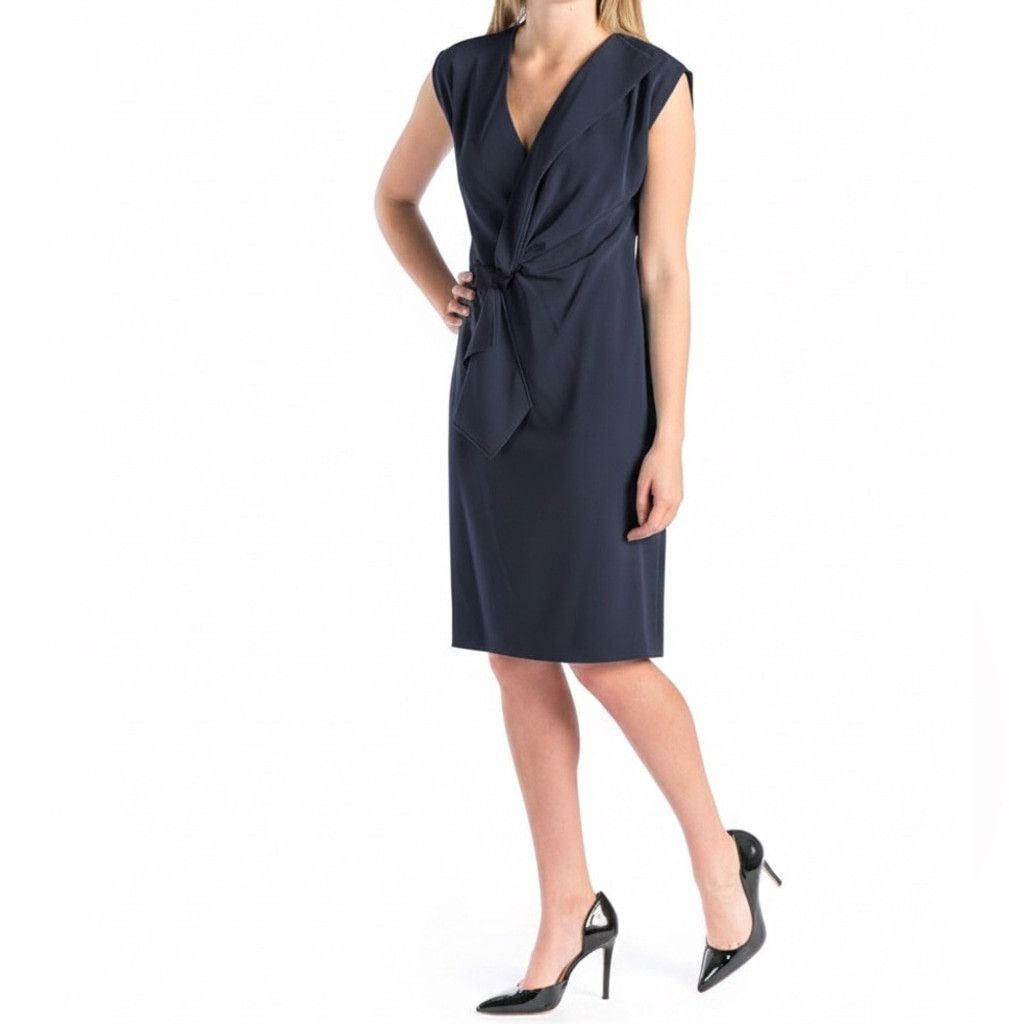 Elie Tahari Elie Tahari Dalia Midnight Blue Sleeveless Wrap Dress Size 6 Size M / US 6-8 / IT 42-44 - 2 Thumbnail