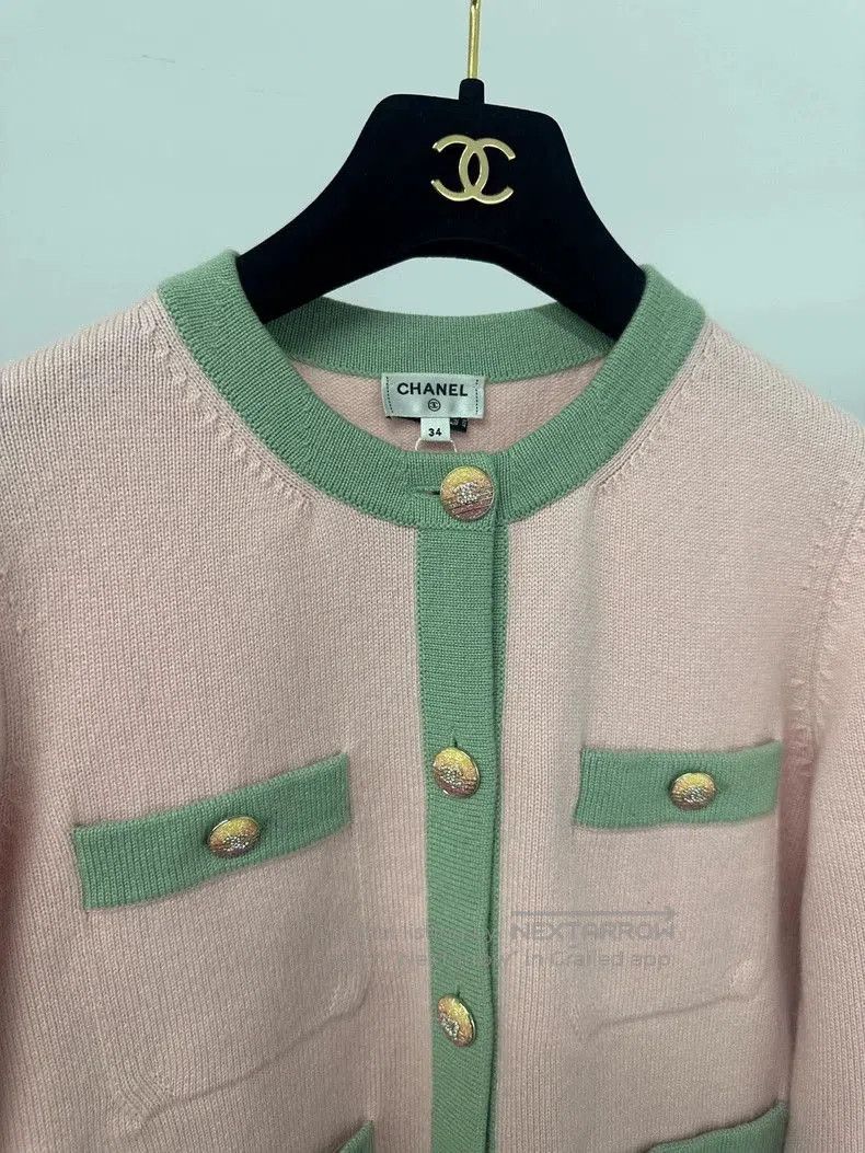 Chanel Chanel Pink Diamond Button Knit Cardigan. Size US XS / EU 42 / 0 - 3 Thumbnail