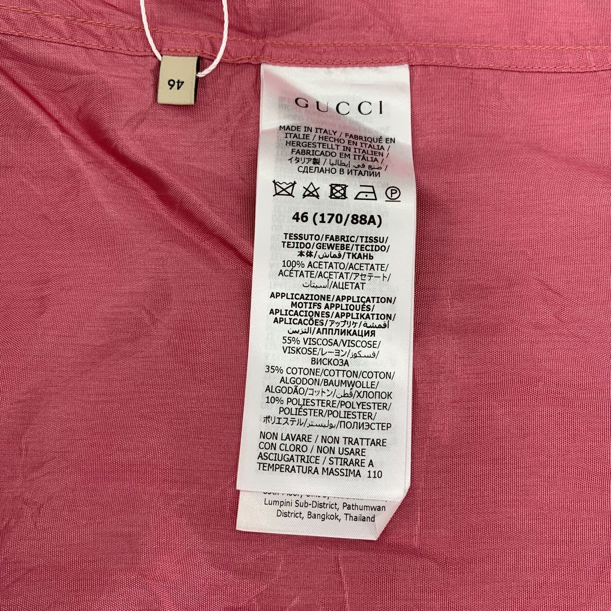 Gucci Gucci Pink Silk Long-Sleeve Button-Up Shirt With Chest Pocke Size L / US 10 / IT 46 - 8 Thumbnail