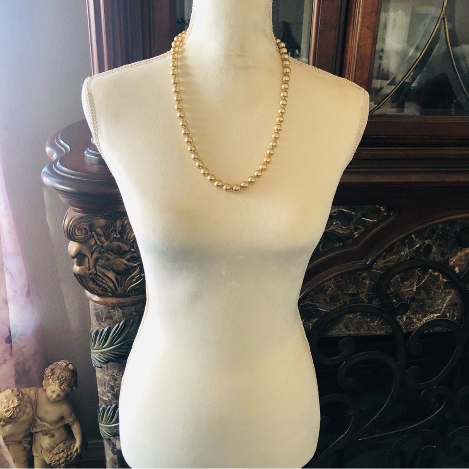 Vintage Vintage knotted gold glass pearl bead necklace Size ONE SIZE - 5 Thumbnail
