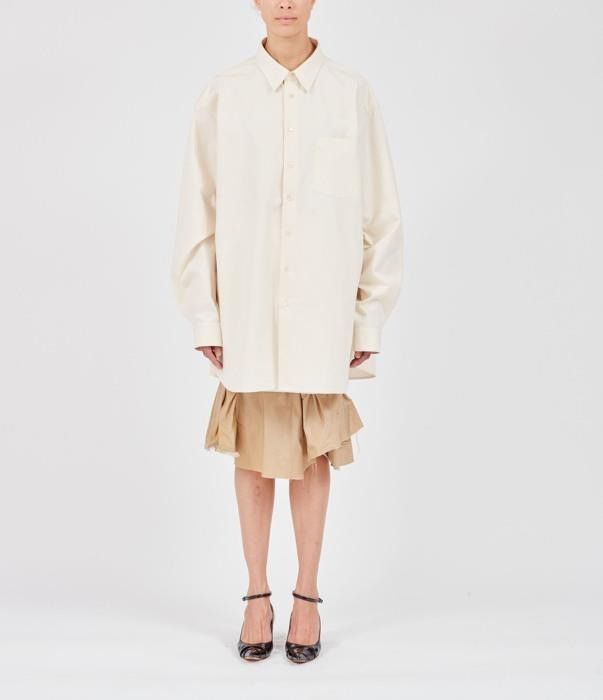 Maison Margiela o1bcso1str0526 Workwear Poplin Shirt in Off White Size L / US 10 / IT 46 - 1 Thumbnail